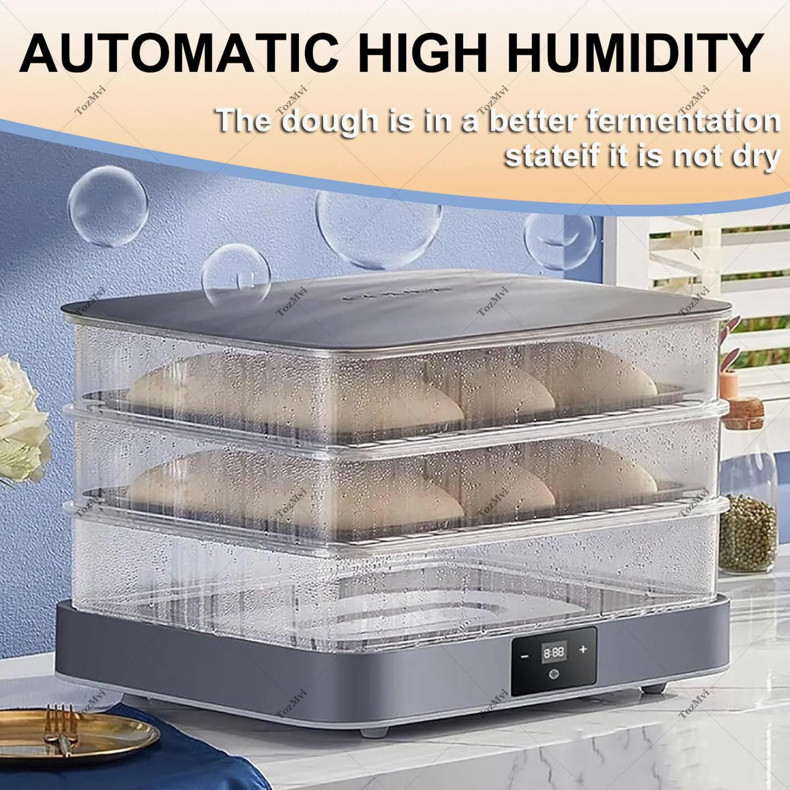 Impasto Rimovibile Lievitatore - Temperatura E Tempo Regolabili, Controllo Automatico Dell'umidità per Una Fermentazione Uniforme, Cella di Lievitazione del Pane da 40 Litri