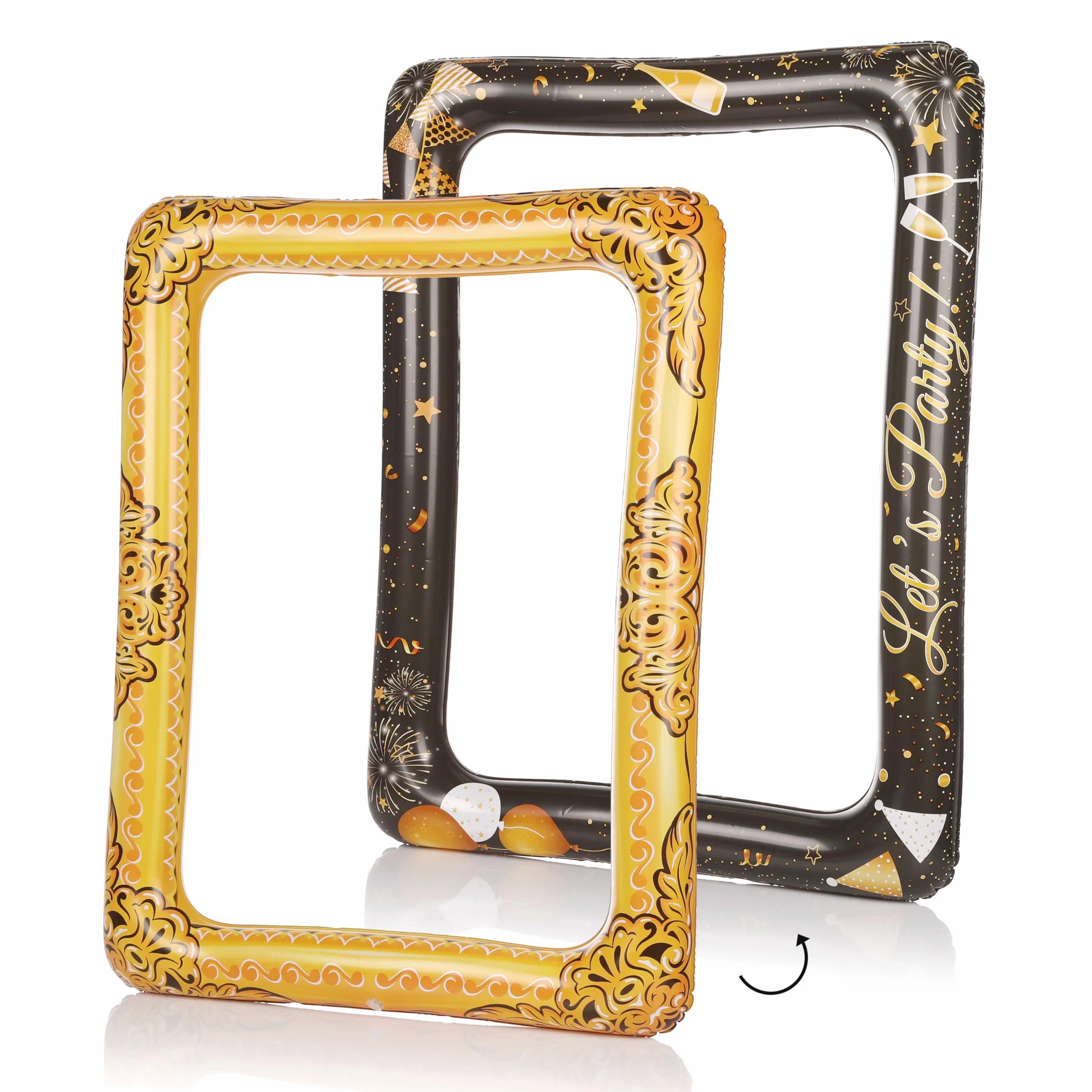 FunX Cornice portafoto gonfiabile 80 x 60 cm - Accessorio per photo booth oro e nero