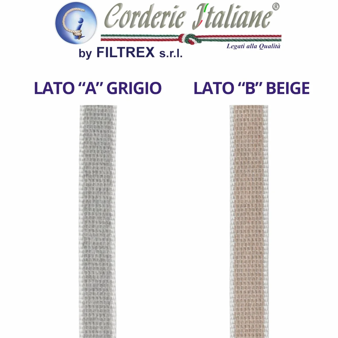 Corderie Italiane Cintino in cotone 22 mm 7,5 mt beige grigio perla