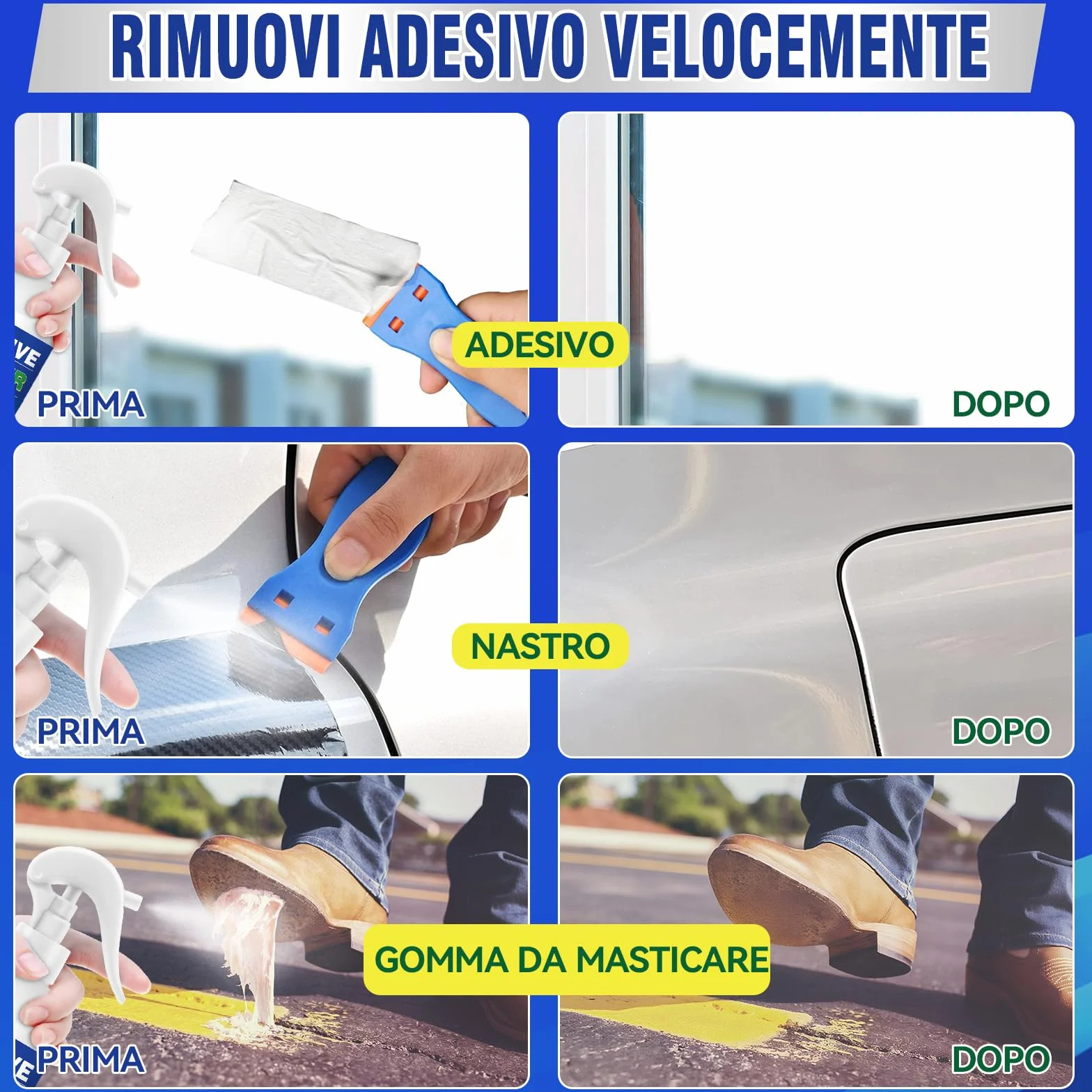 Rimuovi Colla Spray 300ml per Etichette, Adesivi, Nastro Adesivo su Vetri, Auto e Superfici