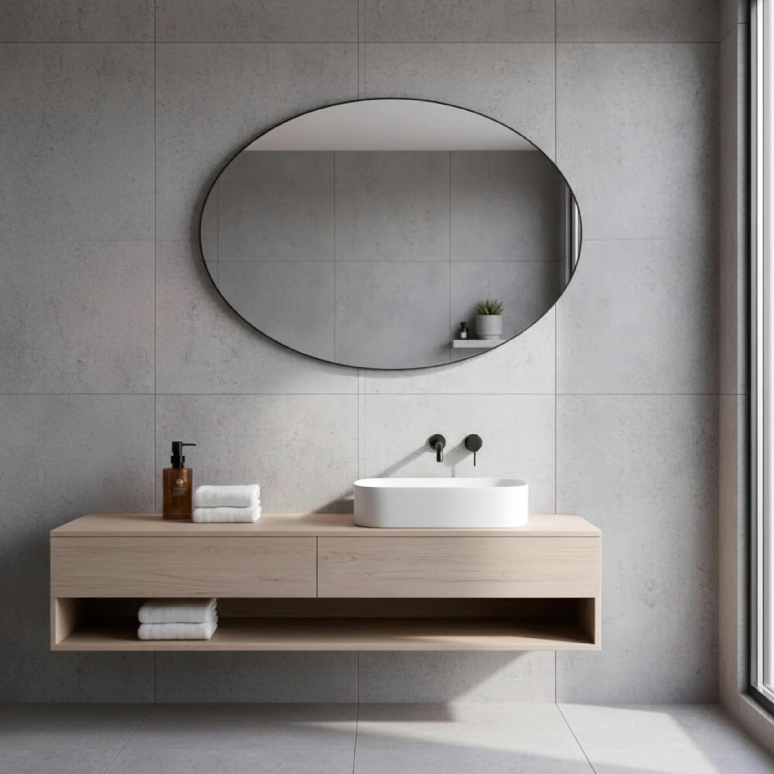 STYLE GLASS MOSES 80x60cm - Specchio con Striscia LED 4000K - Specchio bagno Ovale MOSES - Specchio da parete - Specchio con led - Specchiera Bagno Made in Italy Bordo Filo Lucido Moderno