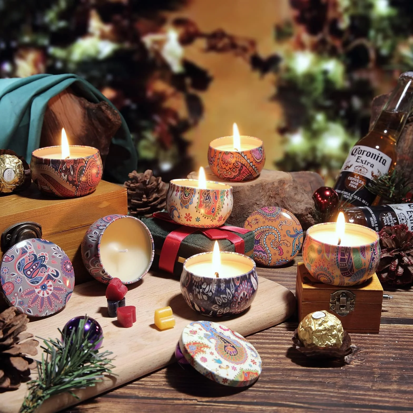 GiftPot Kit per Fabbricazione di Candele, Set Regalo fai-da-te con Cera d'Api, Oli Essenziali e Stampo