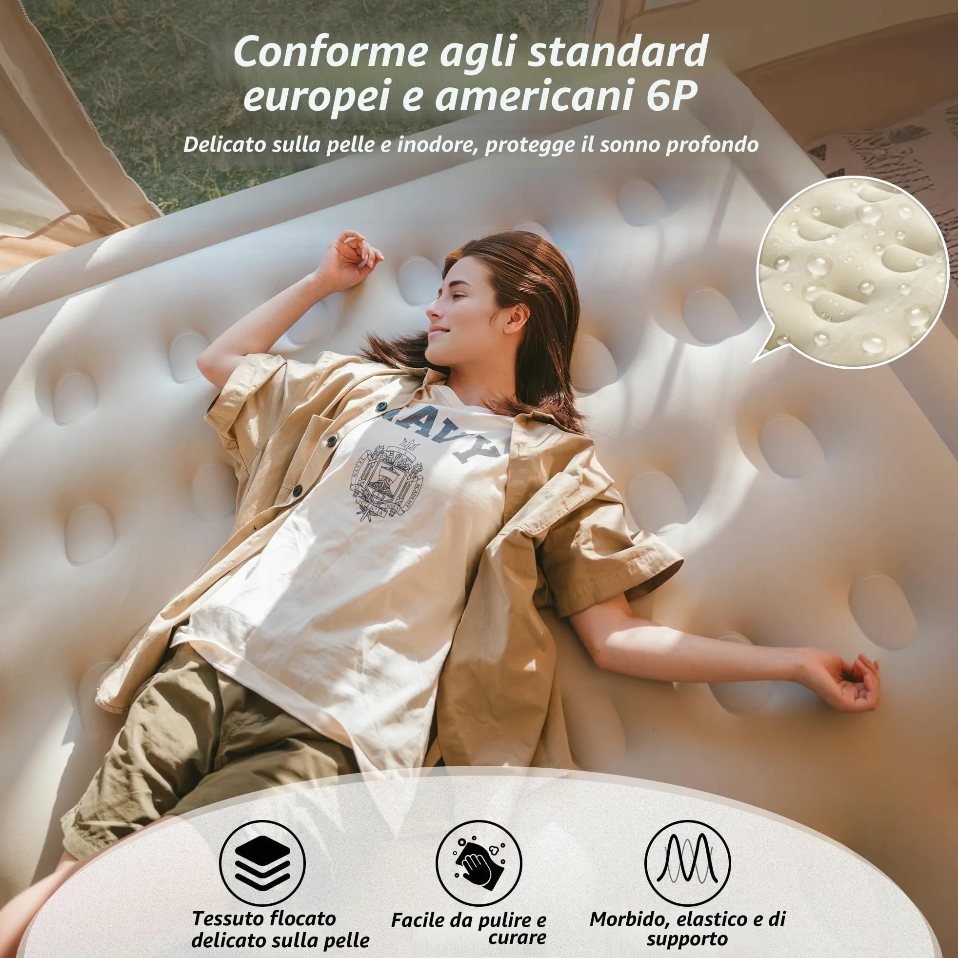 Naturehike Materasso Gonfiabile Triplo con Pompa Integrata Ricaricabile - 200x180x38cm Letto Gonfiabile Autogonfiante per Campeggio e Casa - Materassino Campeggio Portatile e Resistente fino a 450 kg
