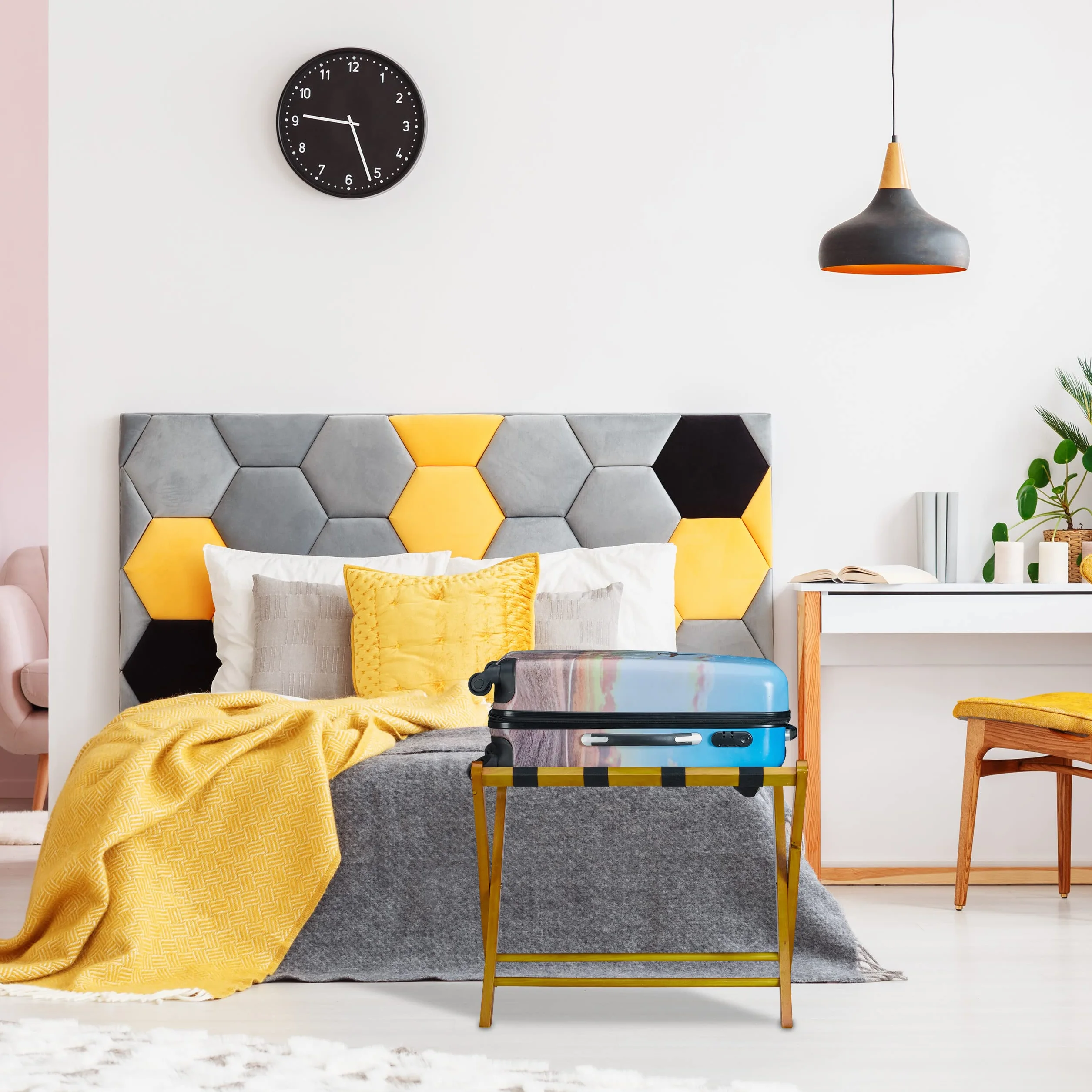 Relaxdays Portavaligie Pieghevole Scaffale Legno 52,5x66,5x48cm Naturale