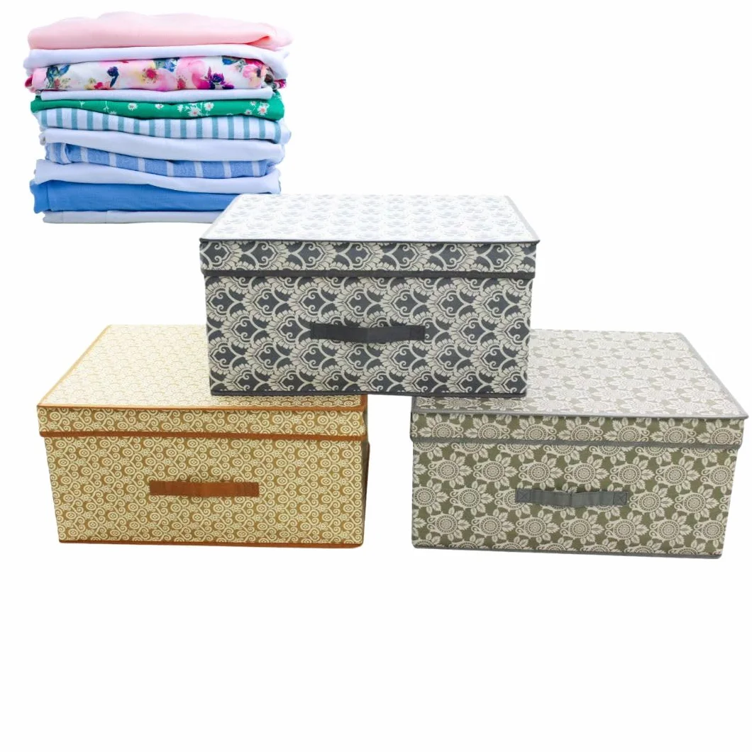 Scatole per armadio con Coperchio Set 3 - Contenitore Medi 50x40x25 cm Robusti