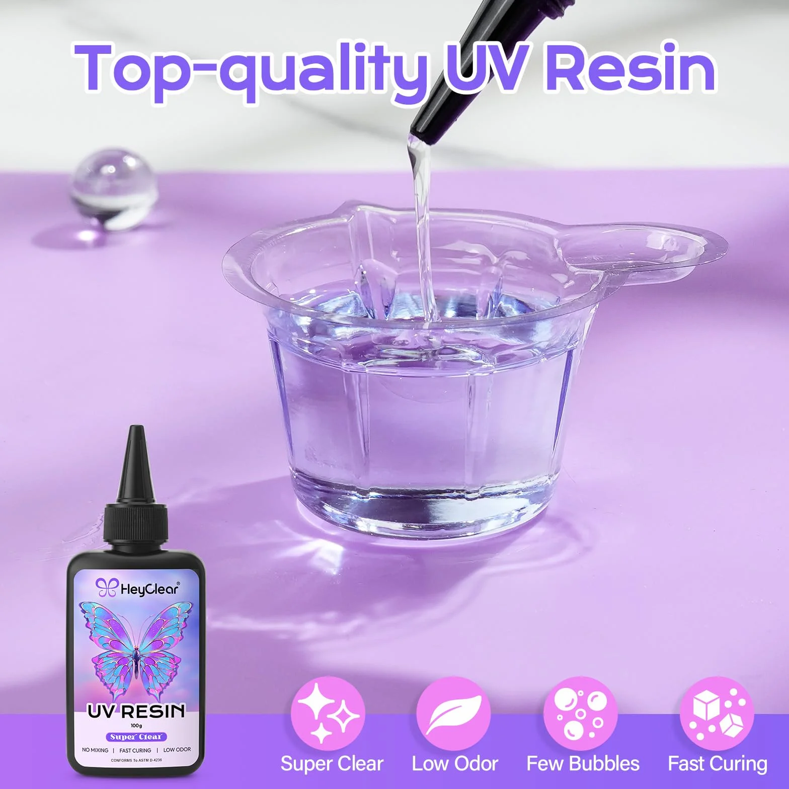 HeyClear Kit Resina UV 300g - Resina Epossidica UV Trasparente