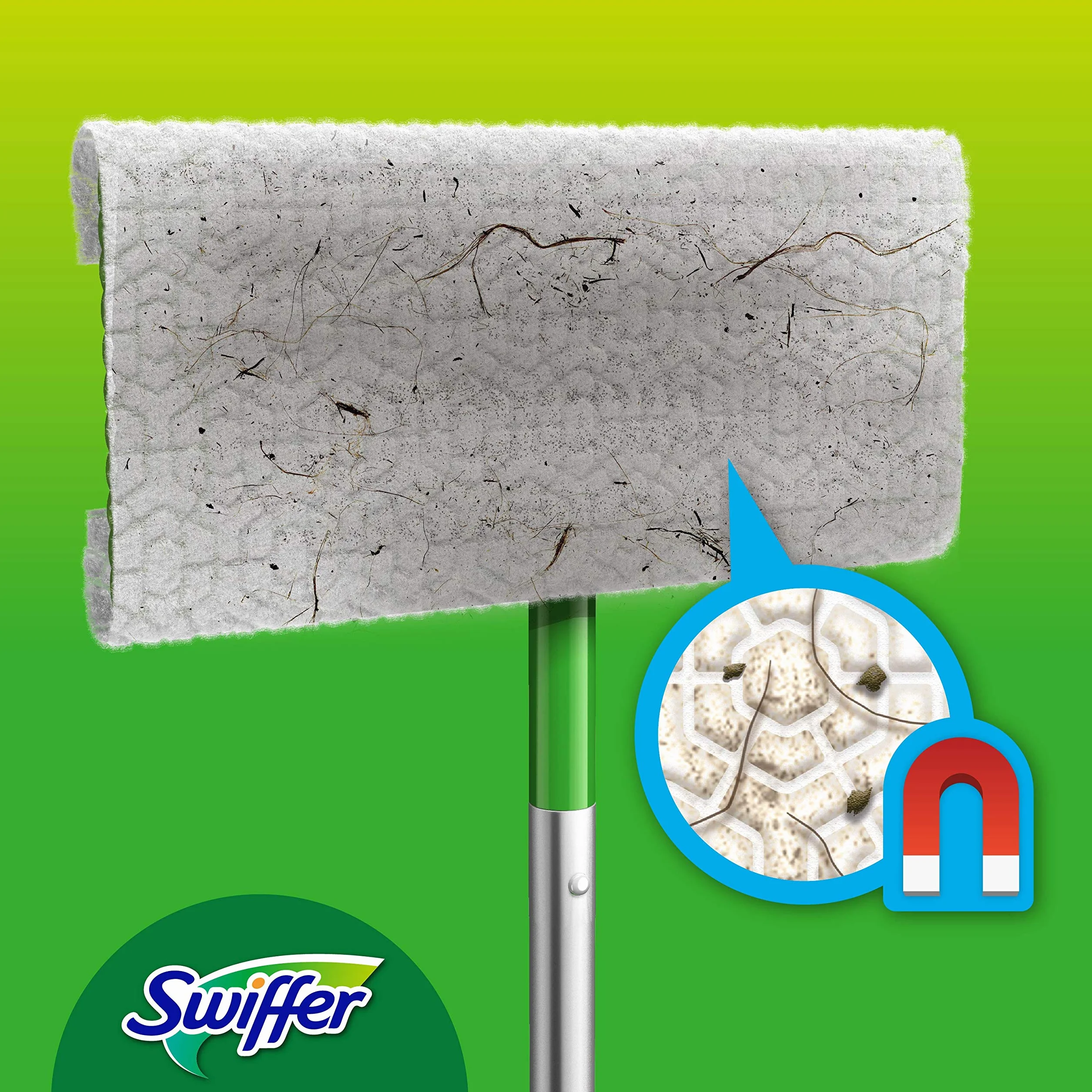 Swiffer Lavapavimenti Cattura Polvere Dry Starter Kit, 1 Scopa, 8 Panni Asciutti