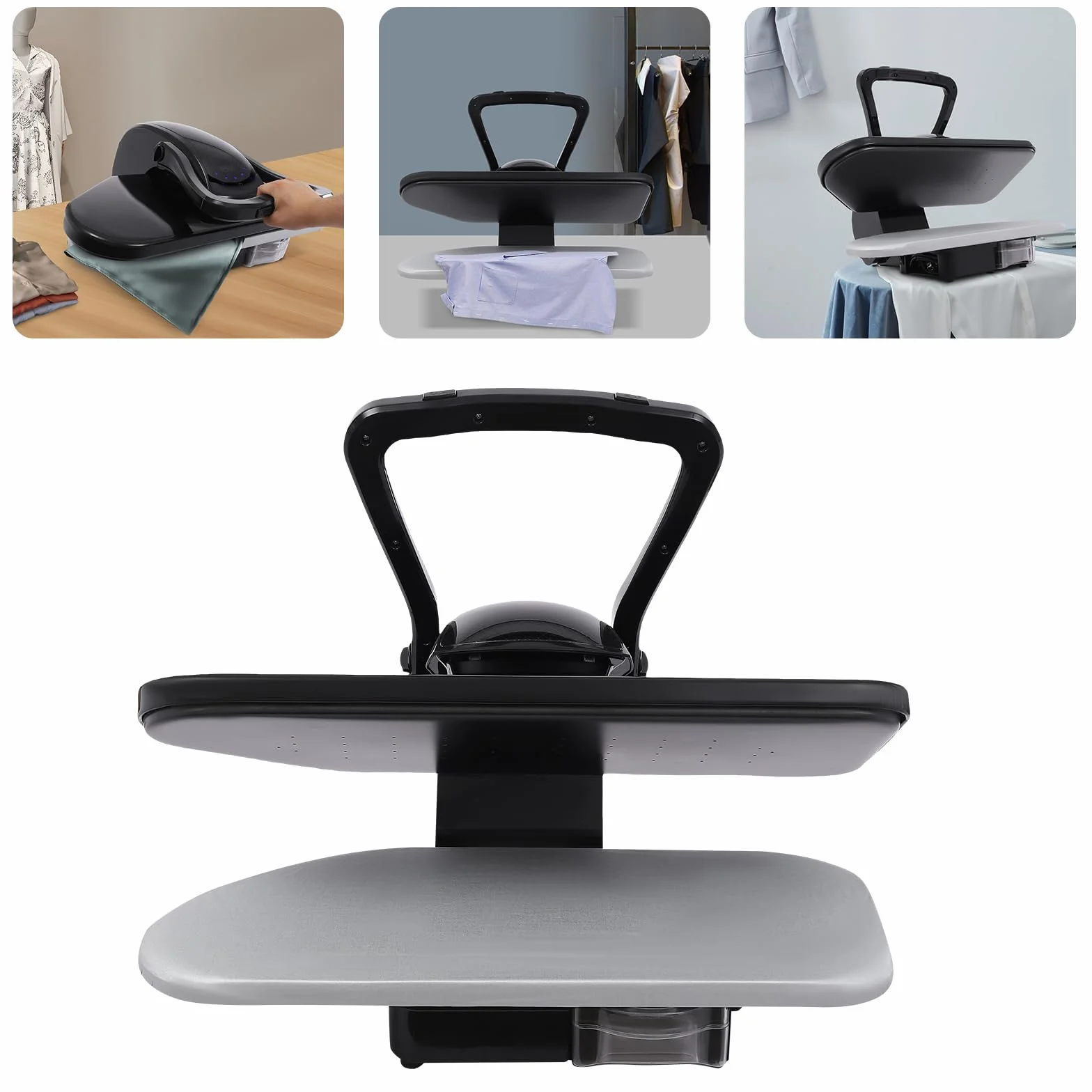 Pressa per ferro da stiro a vapore, con touch screen, per la casa, con capacità di 2200 W, 1 l, serbatoio per acqua in nylon, seta, cotone, lino (nero)