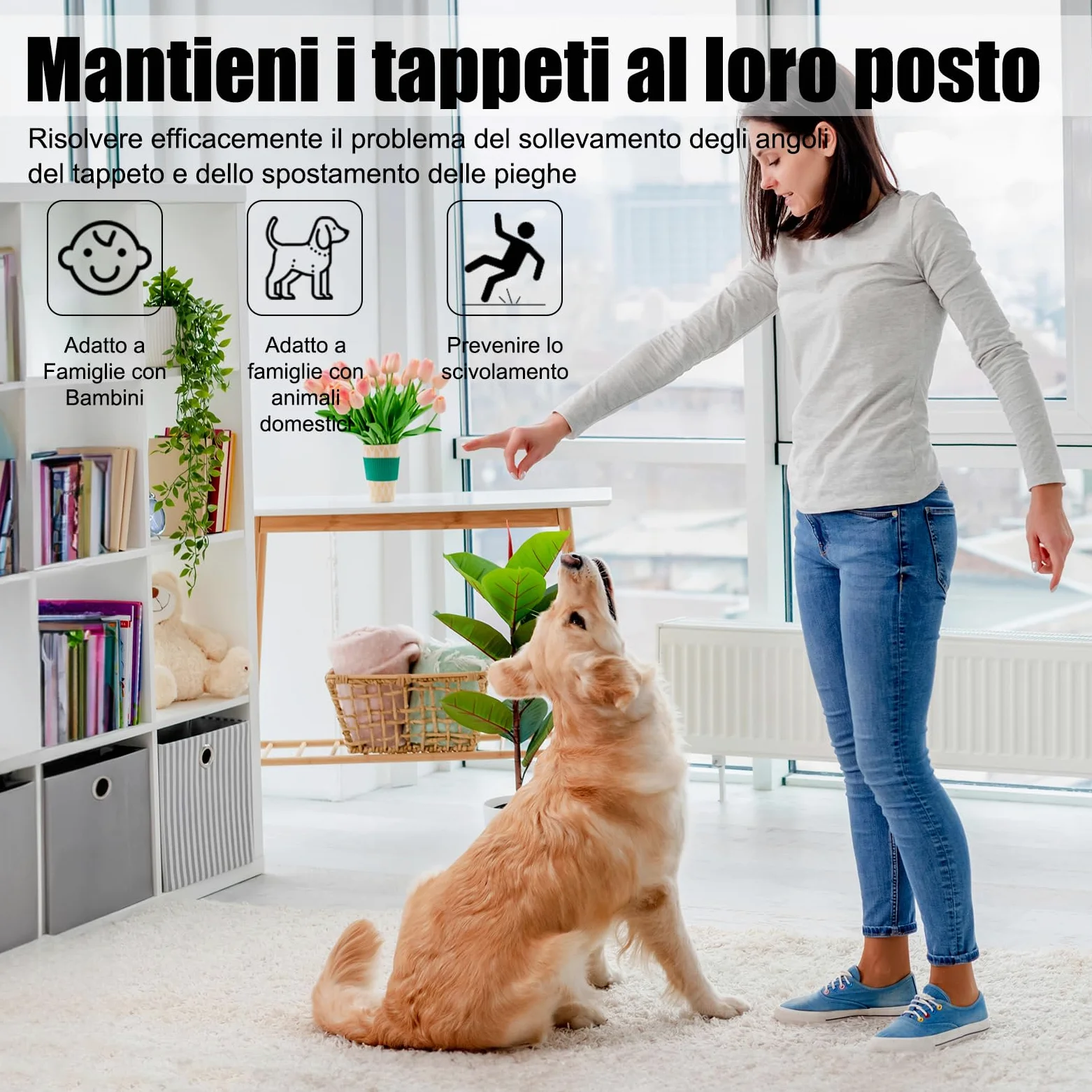 Tappeto Antiscivolo Gomma, 180x280cm sottotappeto antiscivolo per tappeti, protezioni sottotappeto, fermagli per tappeti per pavimenti in legno, mantengono i tappeti in posizione