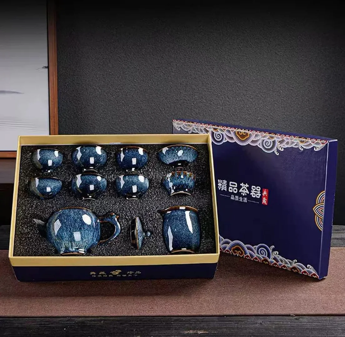 Set da tè in ceramica cinese per kung fu, 9 pezzi, confezione regalo