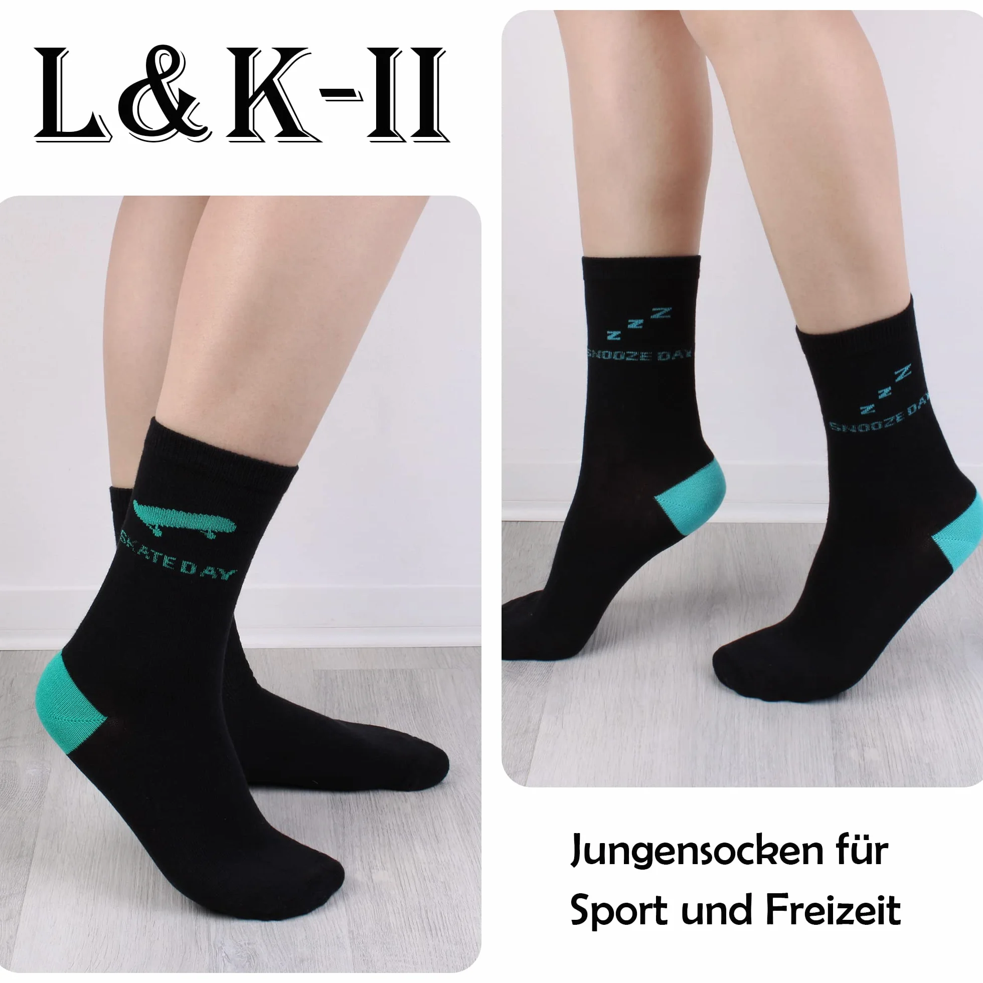 L&K-II 10 paia di morbidi e comodi calzini in spugna di cotone per ragazzi, con graziose stampe in stile navy, autunno inverno 2816