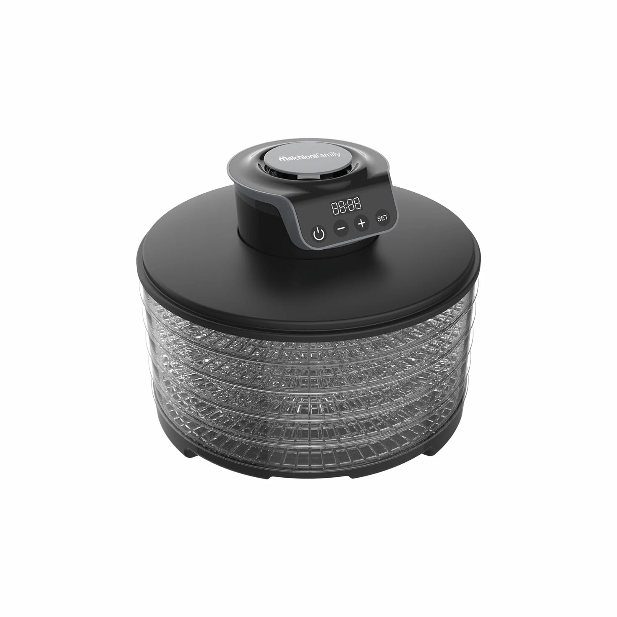 Melchioni Family | Essiccatore digitale TOWER, 5 ripiani regolabili, essiccazione di frutta, verdura, funghi 250W Alimentazione: 220-240V ~ 50/60Hz
