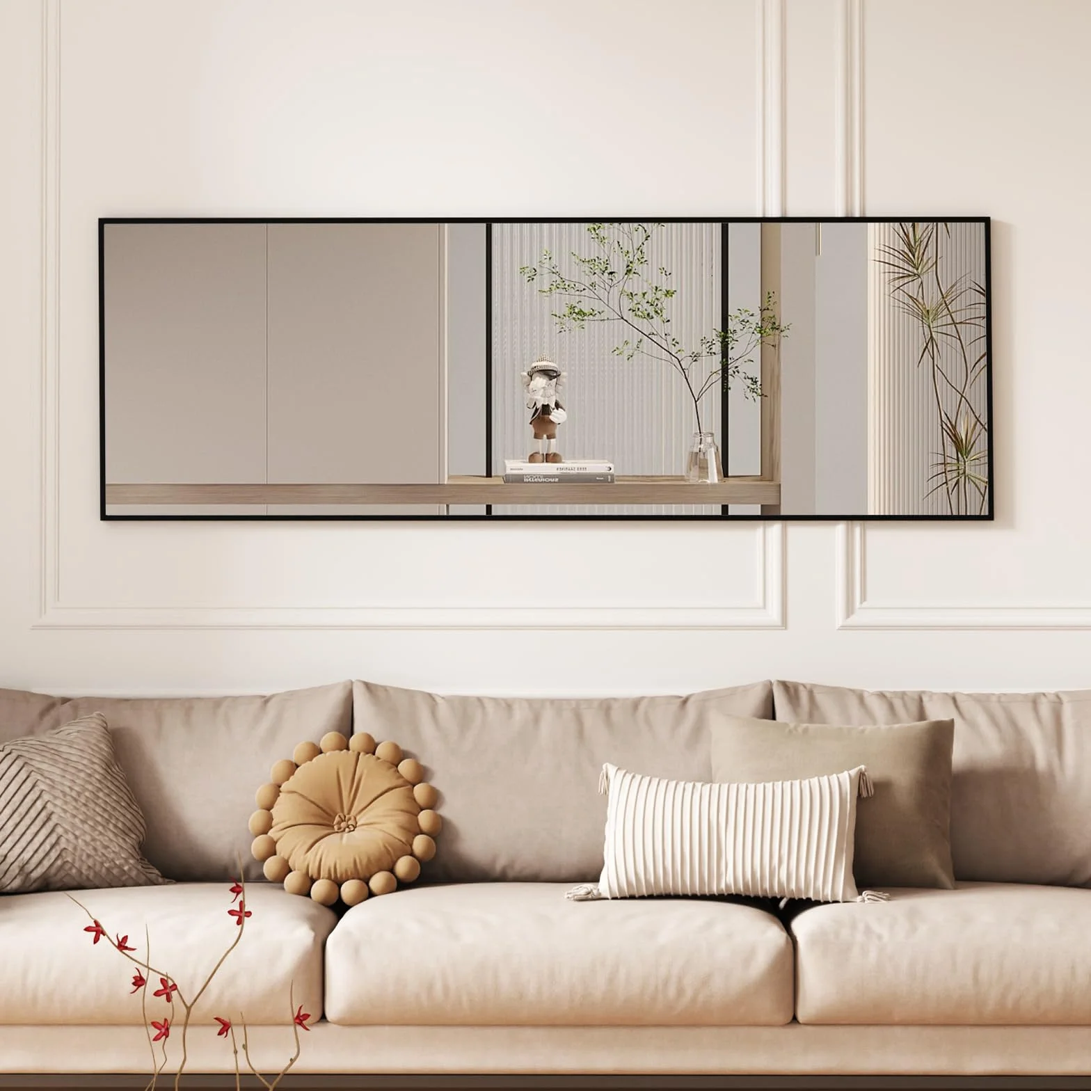 161 x 52 cm Specchio da Terra, Specchio a Figura Intera Rettangolare, Cornice in Lega di Alluminio, Specchio da Parete per Soggiorno, Camera da letto