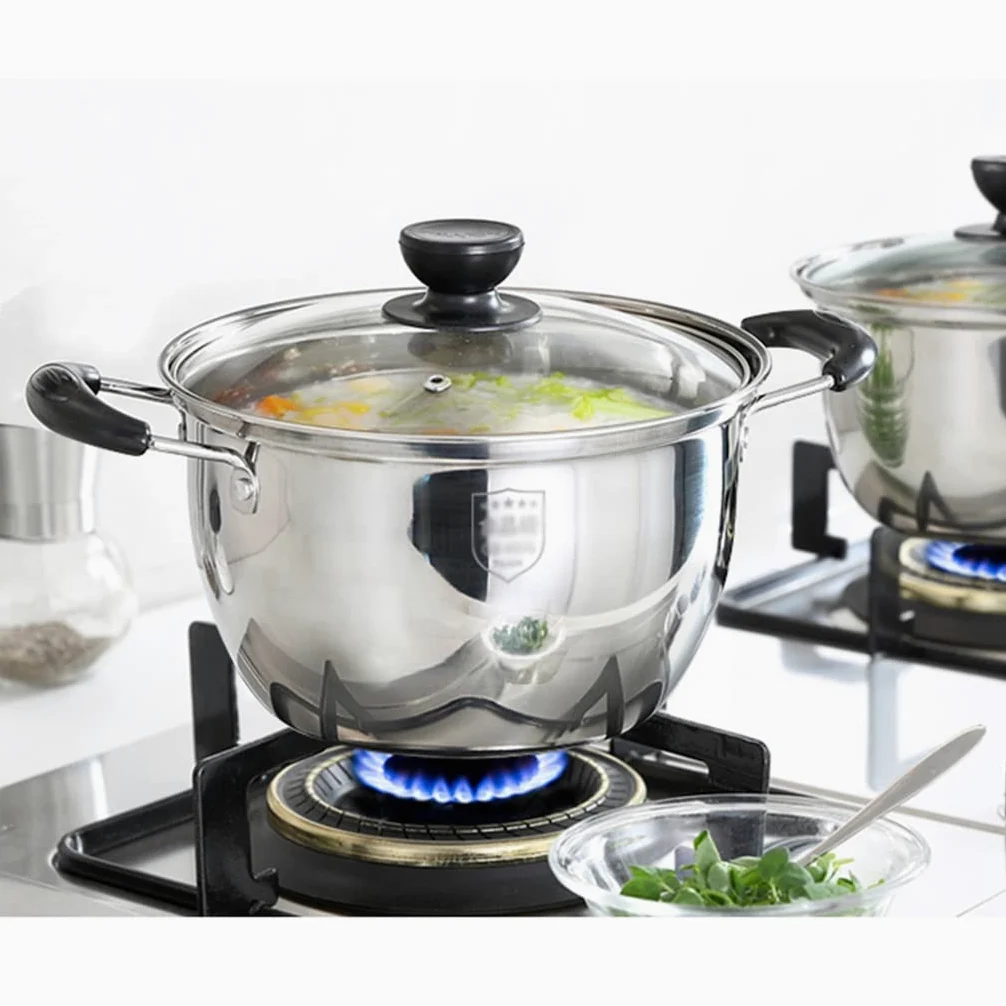 Set di pentole Combinazione Pentola per zuppa in acciaio inox Pentola per latte Pentola per cottura a vapore Pentola per friggere Fornello a gas Cucina a induzione domestica Universale (D Piccola)