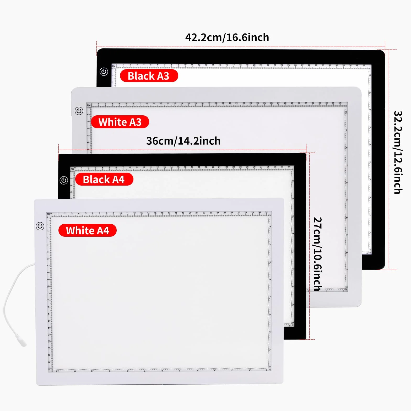 TOHETO A4 Lavagna Luminosa per Disegnare con Supporto Pieghevole, 8000 Lux LED Tracing Light Pad Bianco