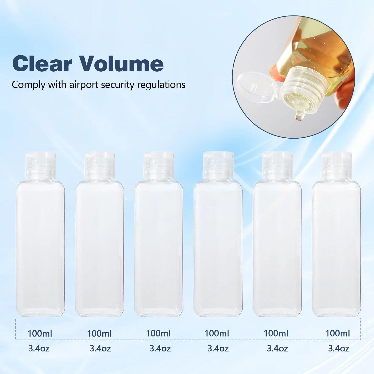 Diboniur Beauty Case da Viaggio 10 Pezzi Kit Viaggio Liquidi 100ml con 2 Imbuti Piccoli per Shampoo Crema Lozione