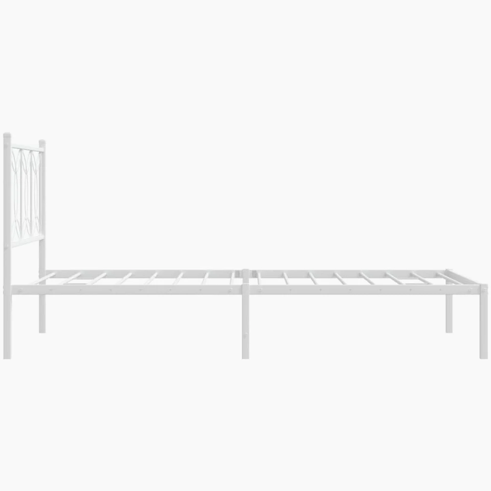 vidaXL Telaio letto con testiera, telaio del letto con rete a doghe in metallo, letto singolo per camera da letto, metallo bianco 100 x 190 cm