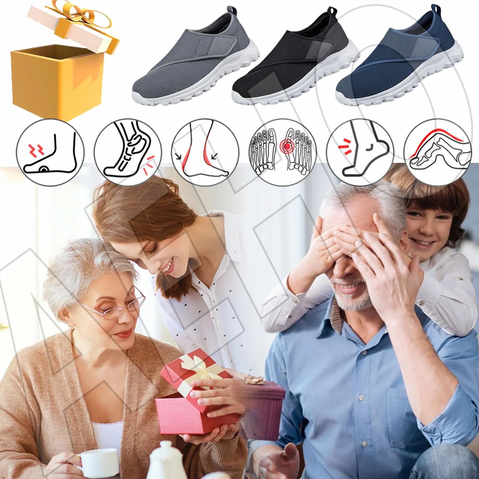 AEHO Scarpe di Facile Calzata Pantofola Diabetici Estivi sanitarie Uomo comode Slip on Pianta Larga Sneaker Casual Ortopediche con Strappo per Piedi Gonfi da Camminata,Blu,43 EU