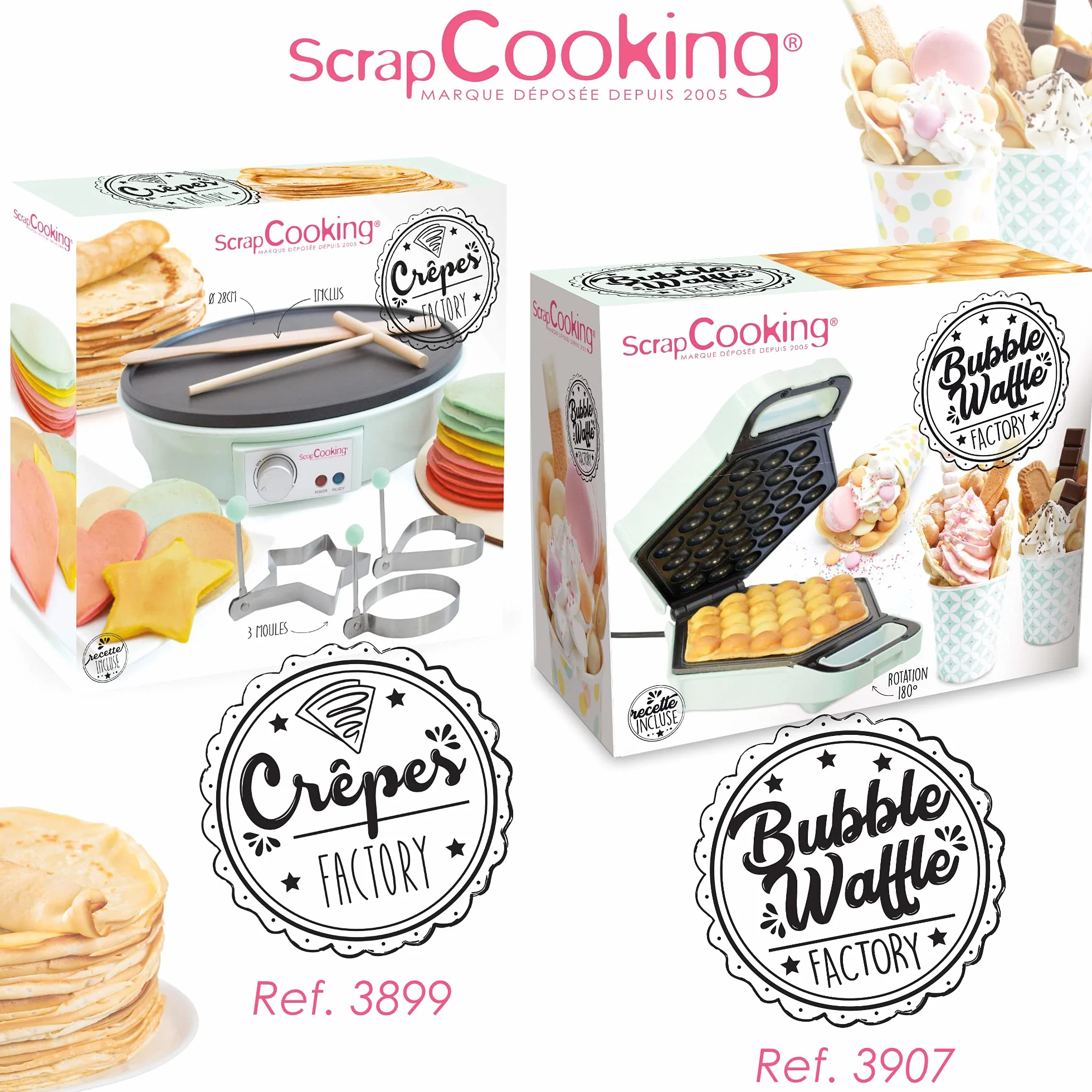 ScrapCooking Crepes Factory Macchina Elettrica Piastra Riscaldante AntiAdesivo Verde acqua