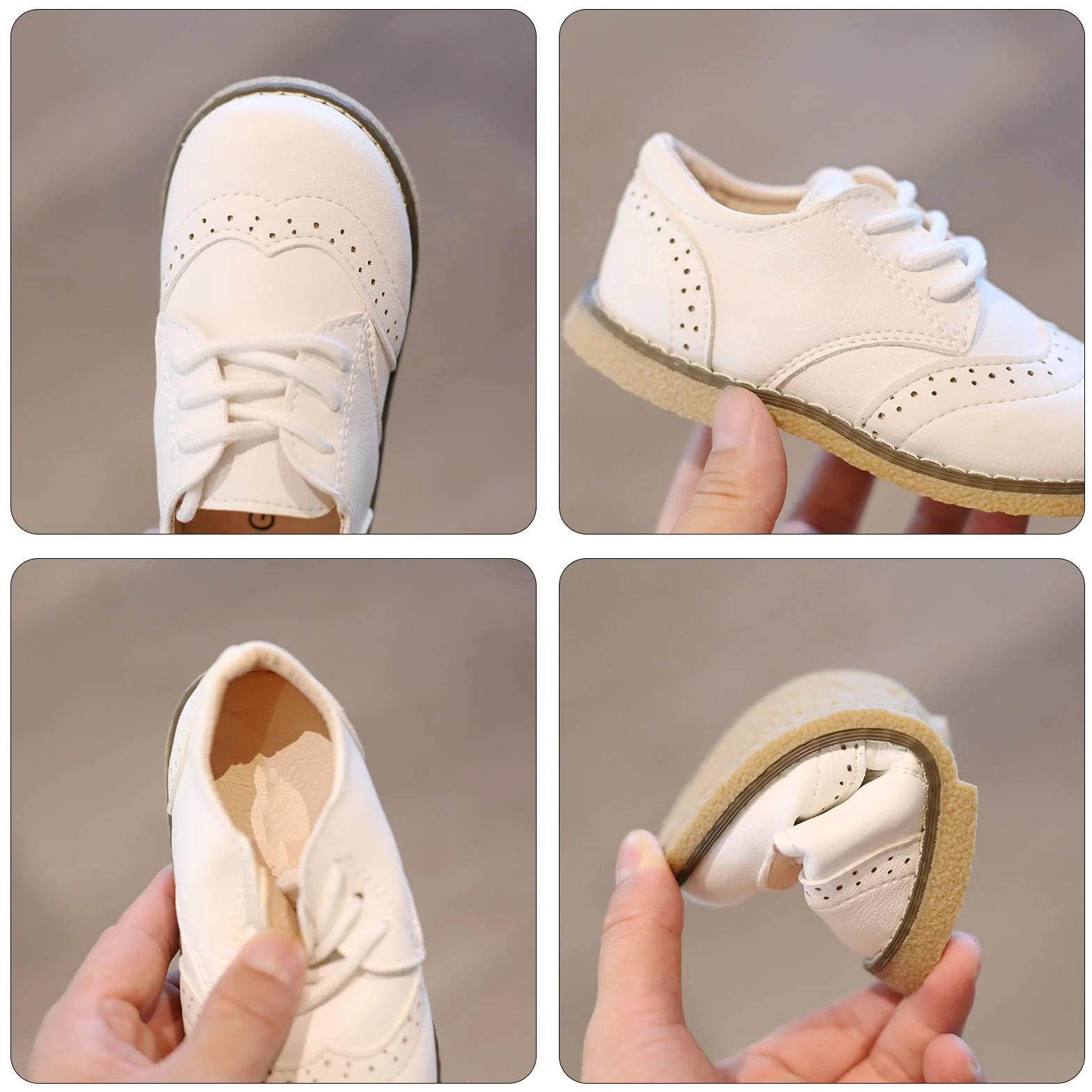 Panegy Scarpe Bambini Bambina in PU Pelle Scarpine Stringate Basse Eleganti Leggere Scarpette Brogue Casual con Suola Moribida per Suola Festa Matrimonio