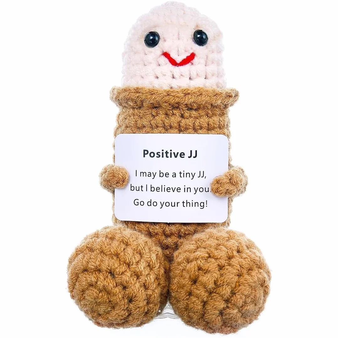 Positive Anatre Idea Regalo Compleanno- Creative Knitted Positive Anatre Doll- Gadget Scrivania Carino Portafortuna, Regali Originali per Laurea Collega Sorella Amica Ufficio