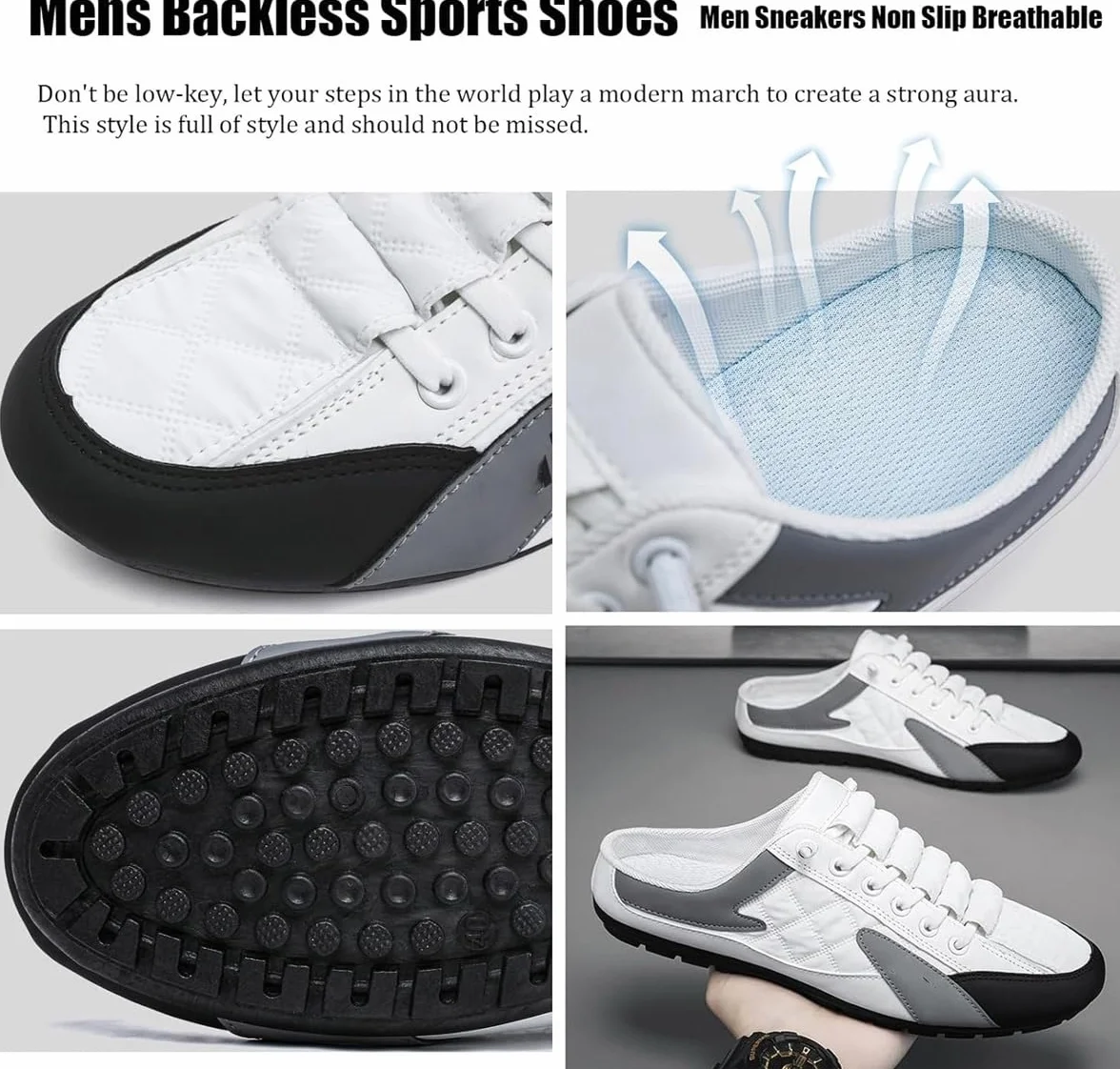 Scarpe da ginnastica da uomo senza schienale da uomo, scarpe sportive da uomo a metà trascinamento, scarpe da ginnastica casual da passeggio per escursioni all'aperto