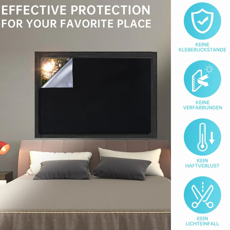 Tessuto Oscurante Finestra 200x145cm Tende Oscuranti per Interni Portatile con 30 Paia di Adesivo