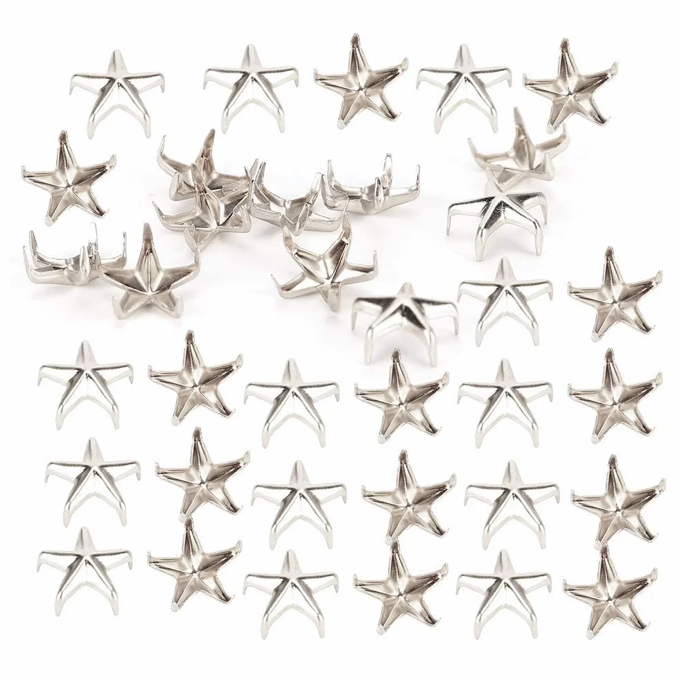 Rivetti Metallici Autoadesivi 200 Pezzi Borchie a Stella Claw Argento per Artigianato DIY