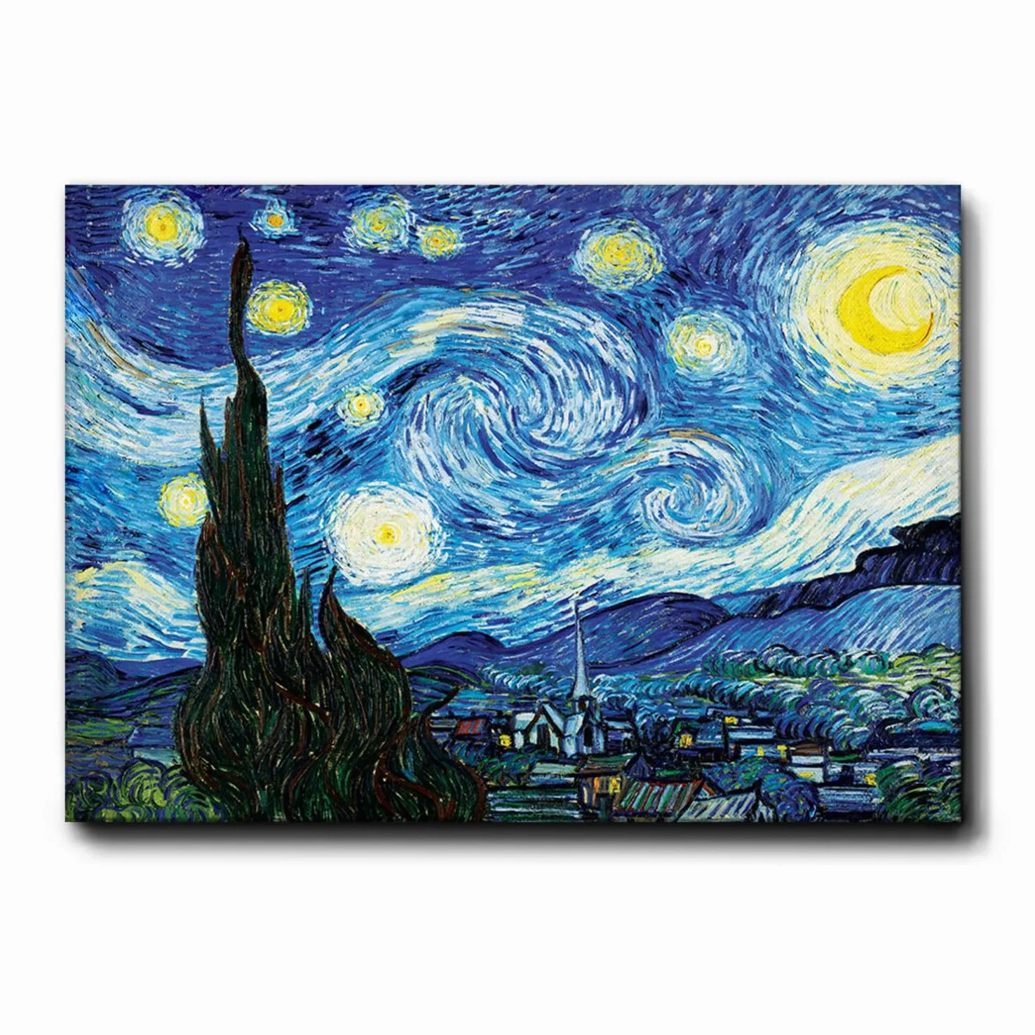 Giallobus - Quadro - Vincent Van Gogh - Notte stellata - Tela Canvas Telaio Premium Alto Spessore - 140x100 - Pronto da appendere - Quadri moderni per la casa