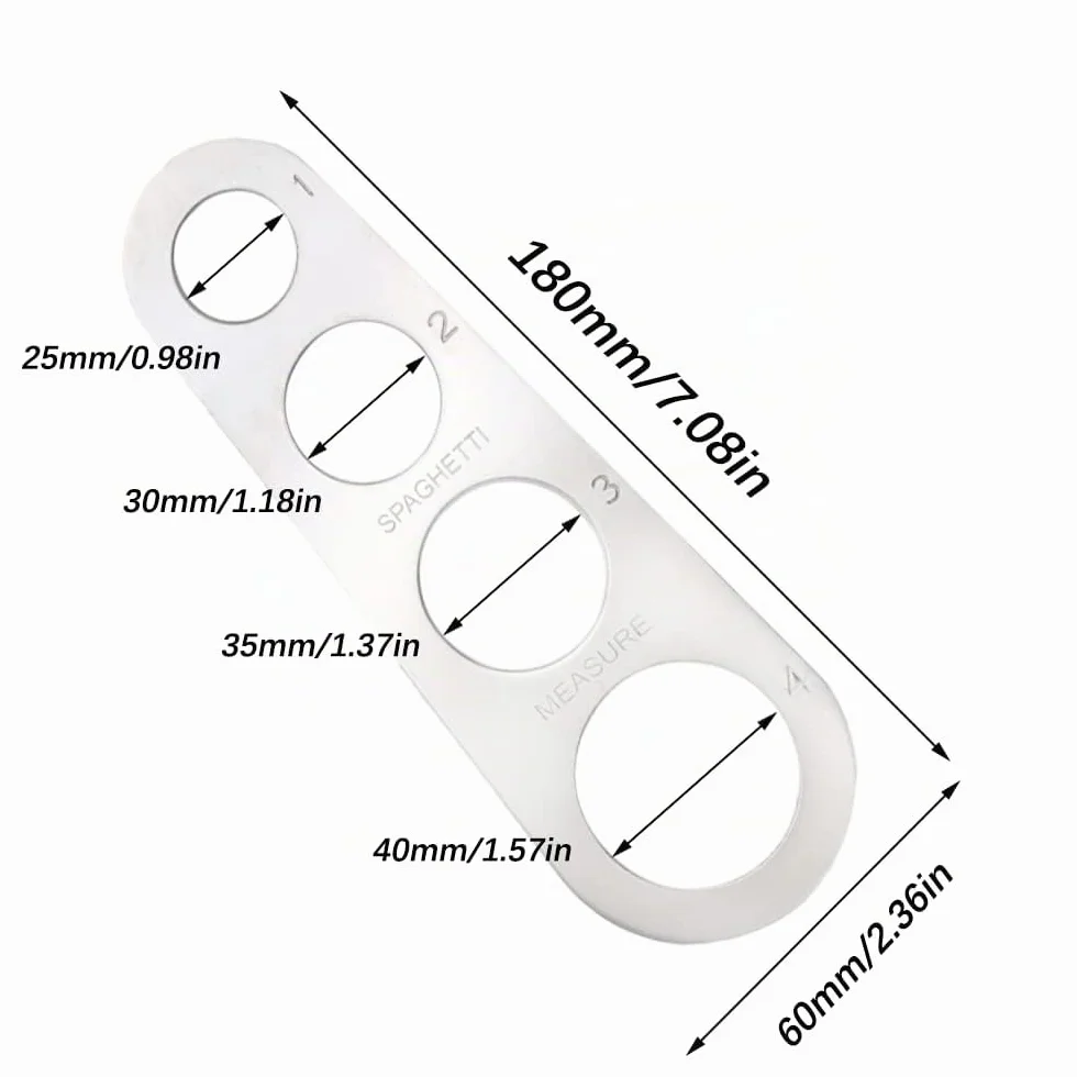 Misuratore di Spaghetti in Acciaio Inox 4 Fori, Gadget Porzioni Pasta