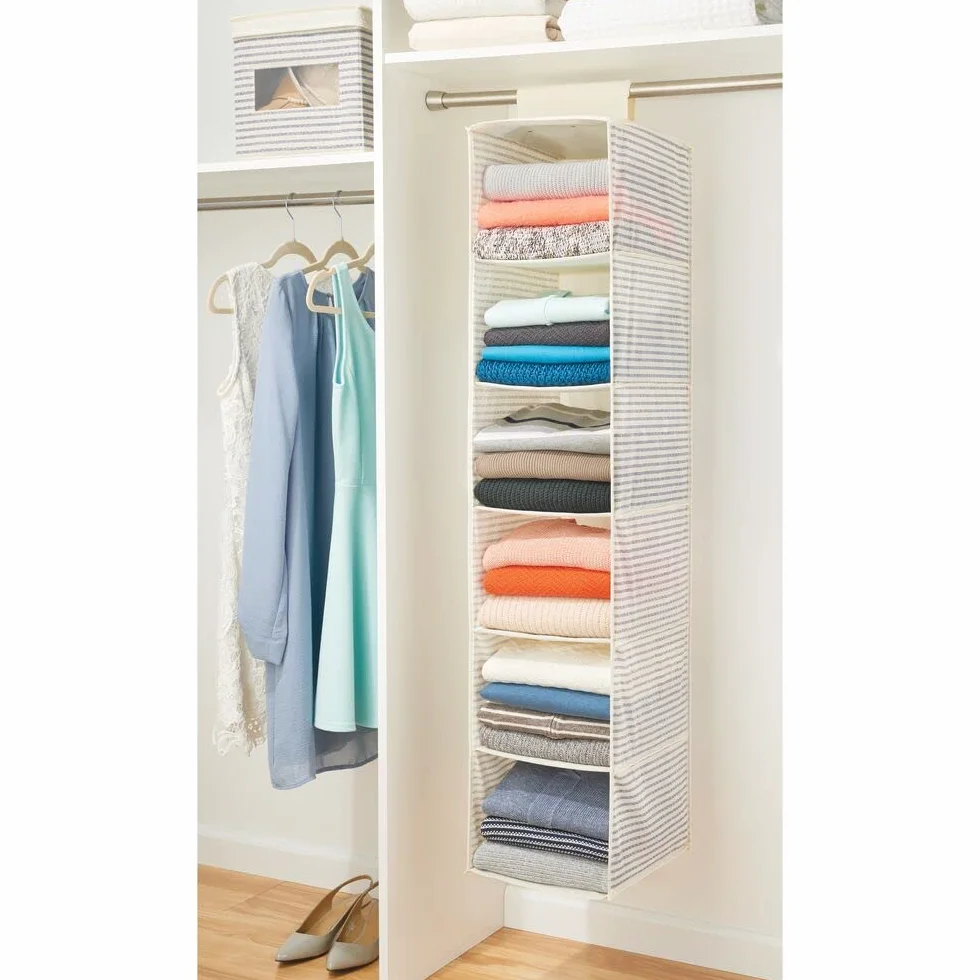 mDesign Organizzatore per armadio da appendere in tessuto 6 ripiani naturale blu cobalto