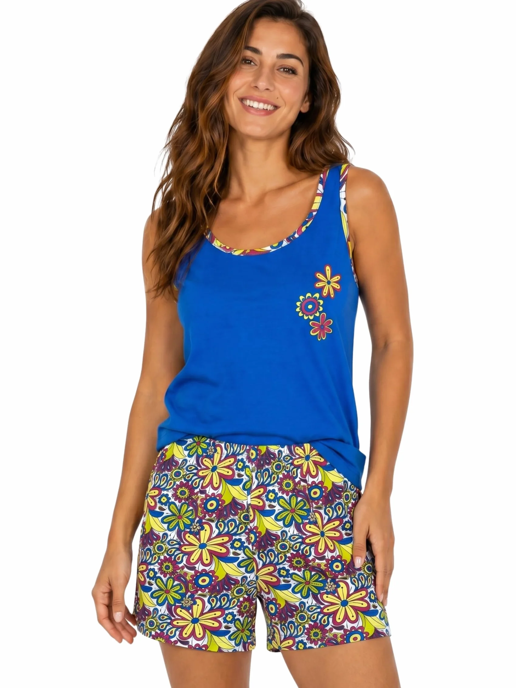 Pigiama Corto Donna Cotone 100% Vanuè Canotta e Pantaloncino 2 Pezzi