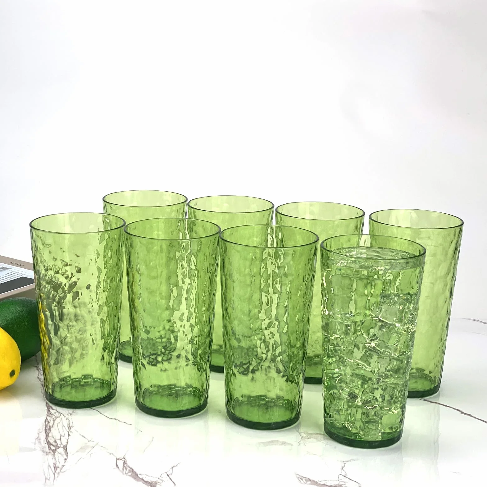 Bicchieri in acrilico 24 oz riutilizzabili lavabili in lavastoviglie senza BPA set di 8 (verde)