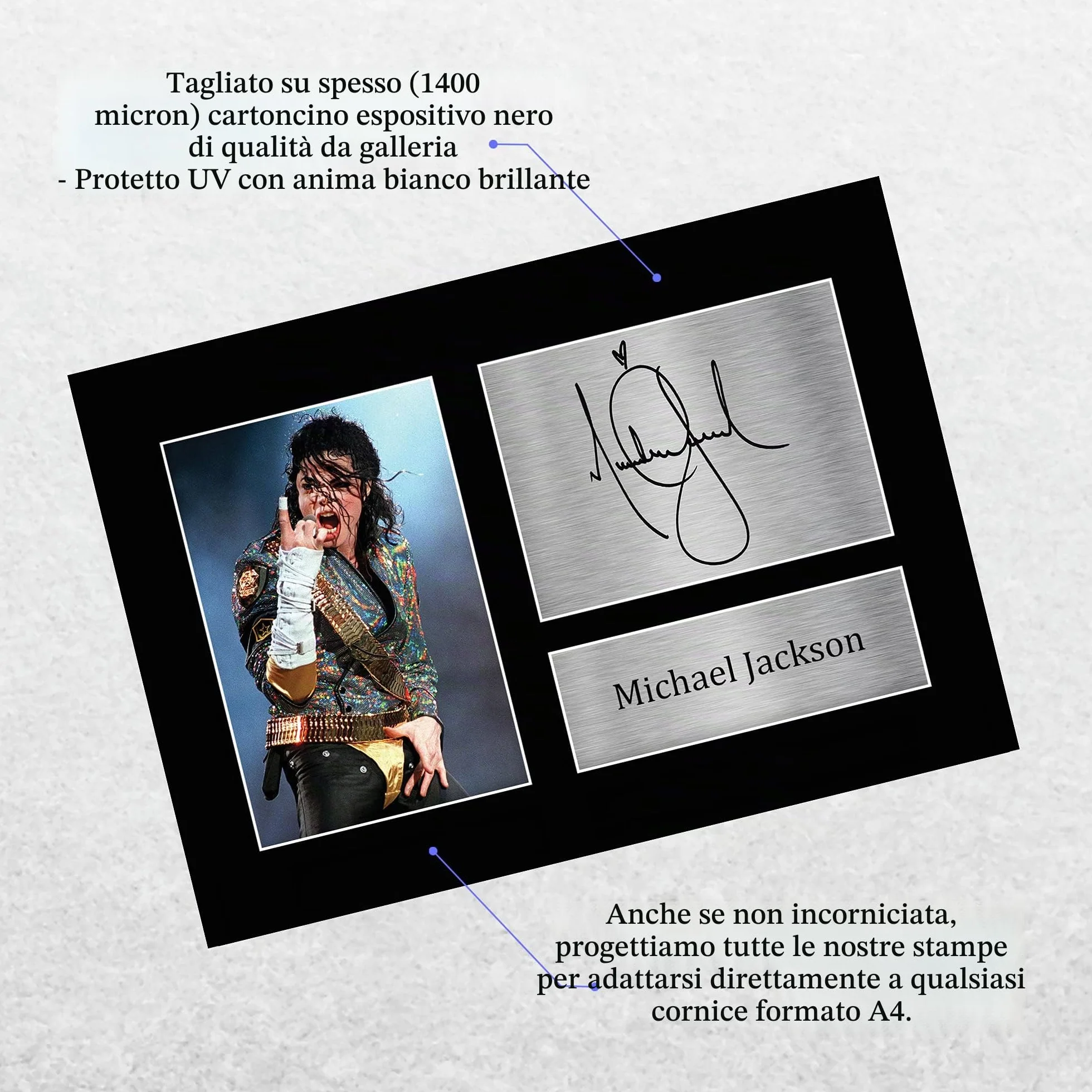 Michael Jackson A4 Senza Cornice Firmato Print Immagine Autografo Per Appassionati Di Musica