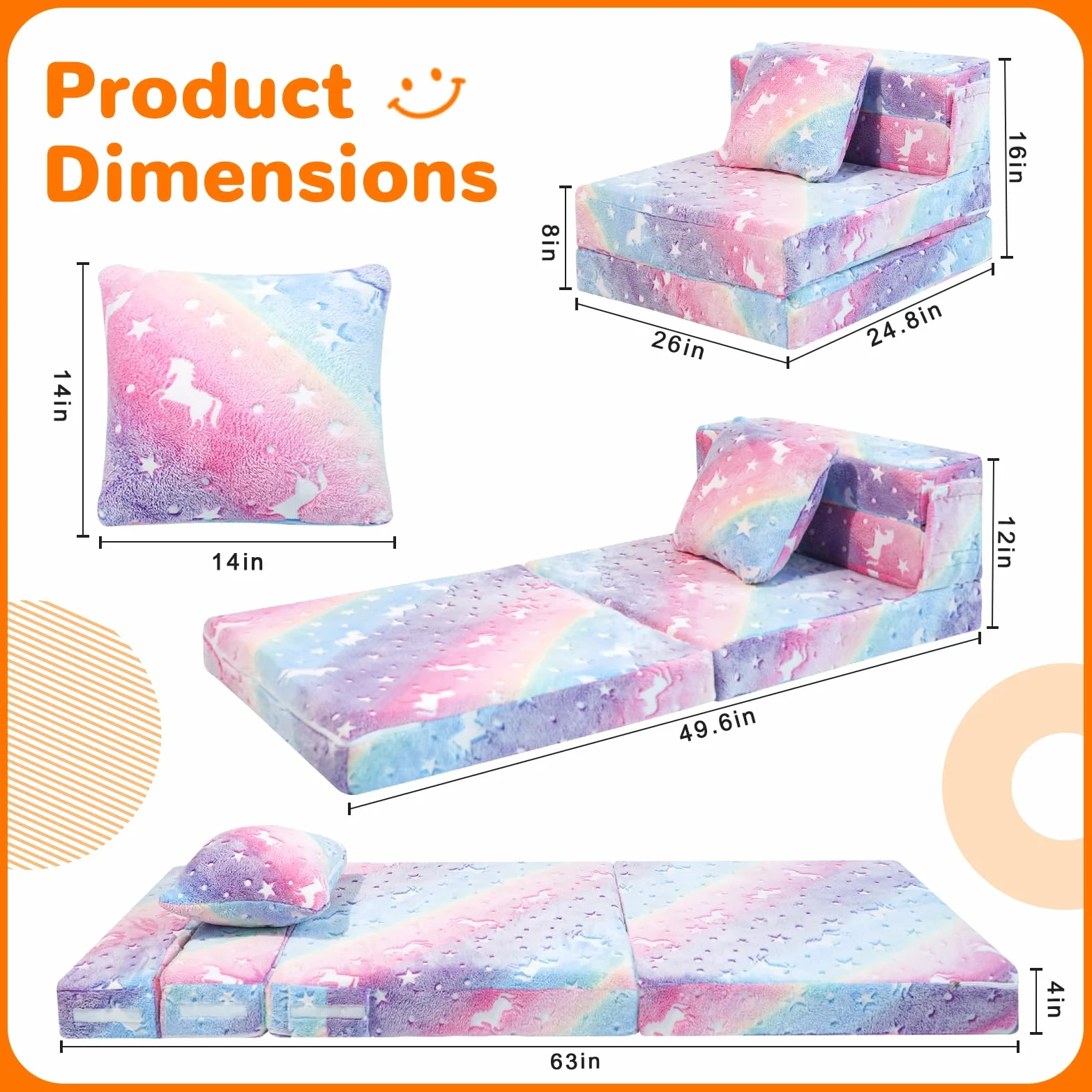 MeMoreCool Divanetto Bambini, Materasso Pieghevole, Divano, Materasso Futon Sedia Letto a Z