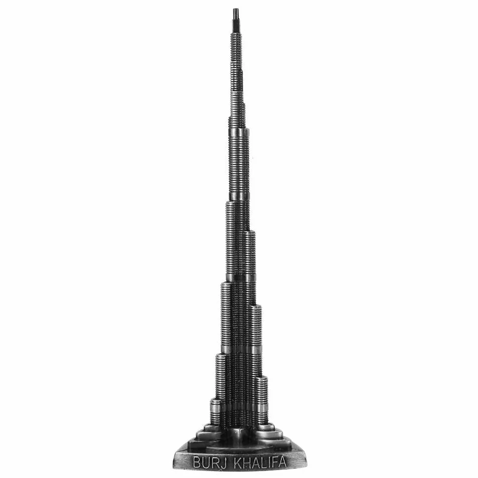 Modello in Miniatura Burj Khalifa Torre Dubai in Lega 3D 18 cm Stile Vintage Decorazione da Scrivania