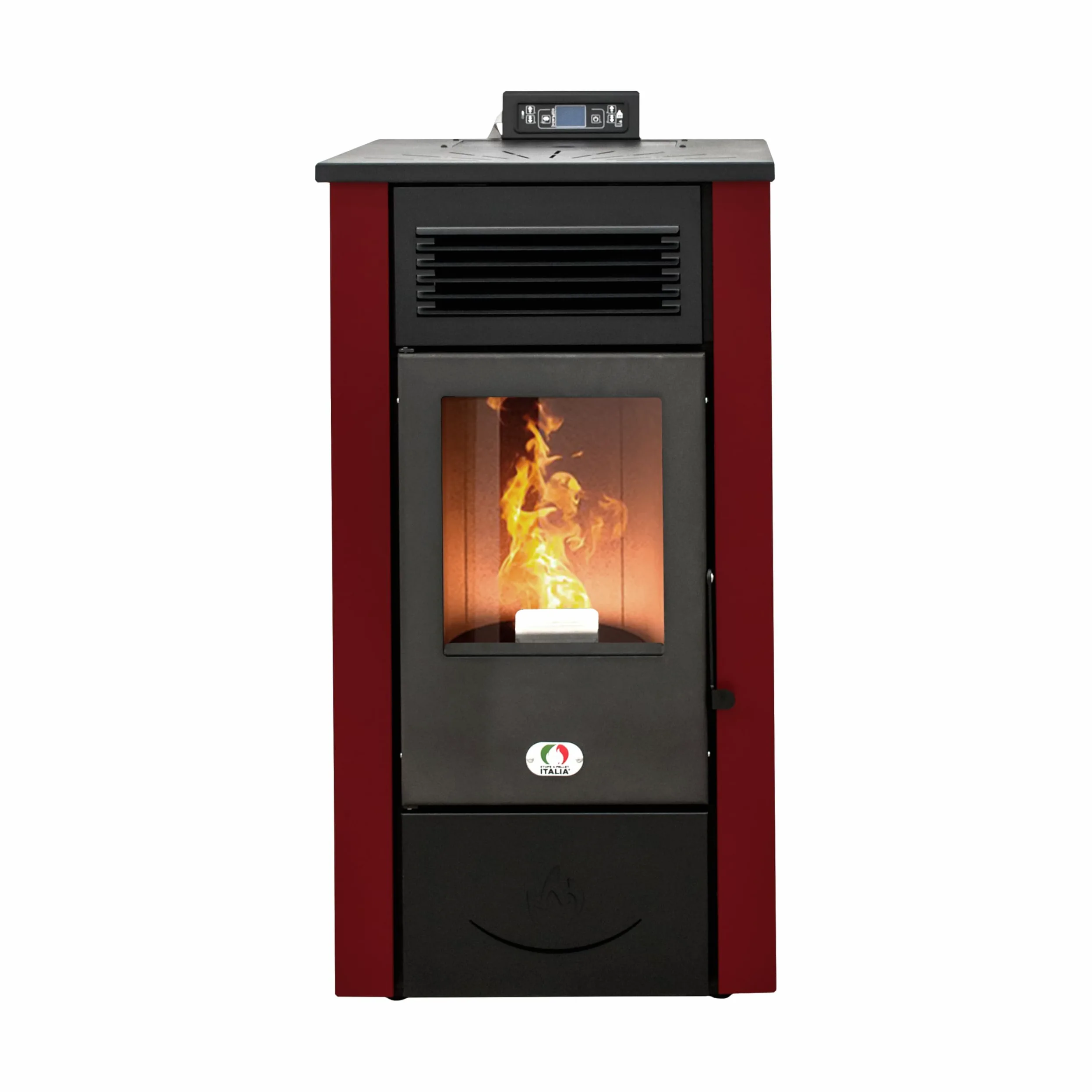 STUFE A PELLET ITALIA Canada 14 KW - Stufa ad Aria Ventilata Efficienza 89% Scalda 130m² Autonomia 15H Programmabile 5 Velocità e Potenze Garanzia 24 Mesi Rosso