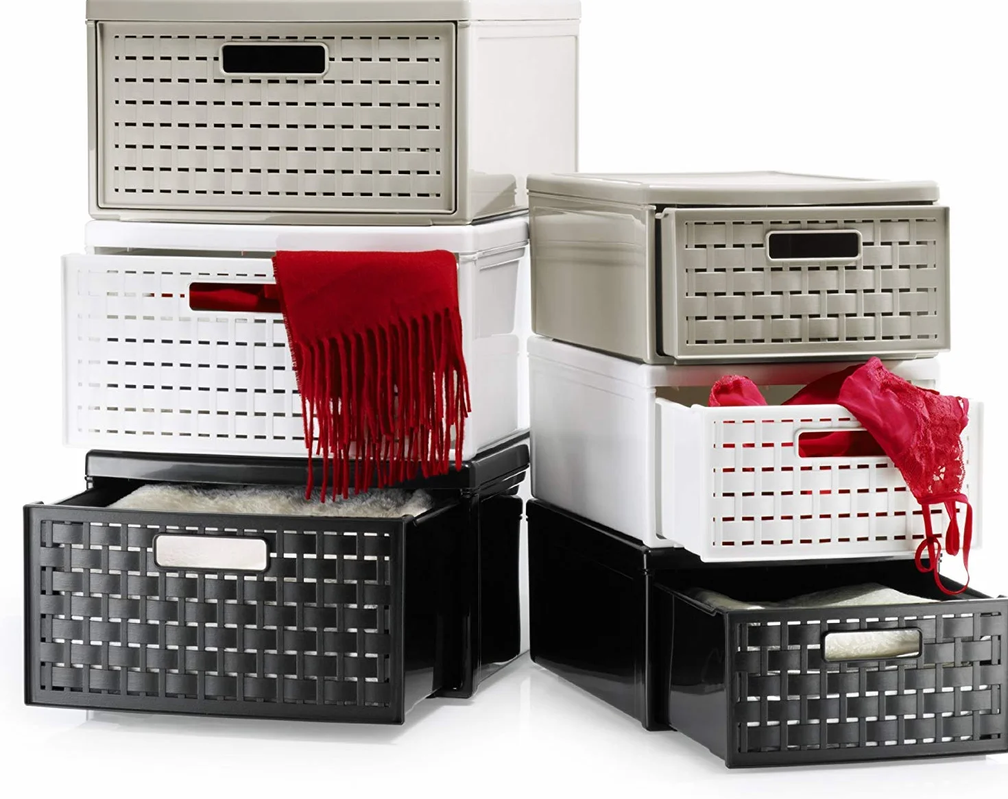 Rotho Country Cassettiera 8.3 l 1 cassetto rattan Plastica PP senza BPA Bianco 35x26x14.5 cm