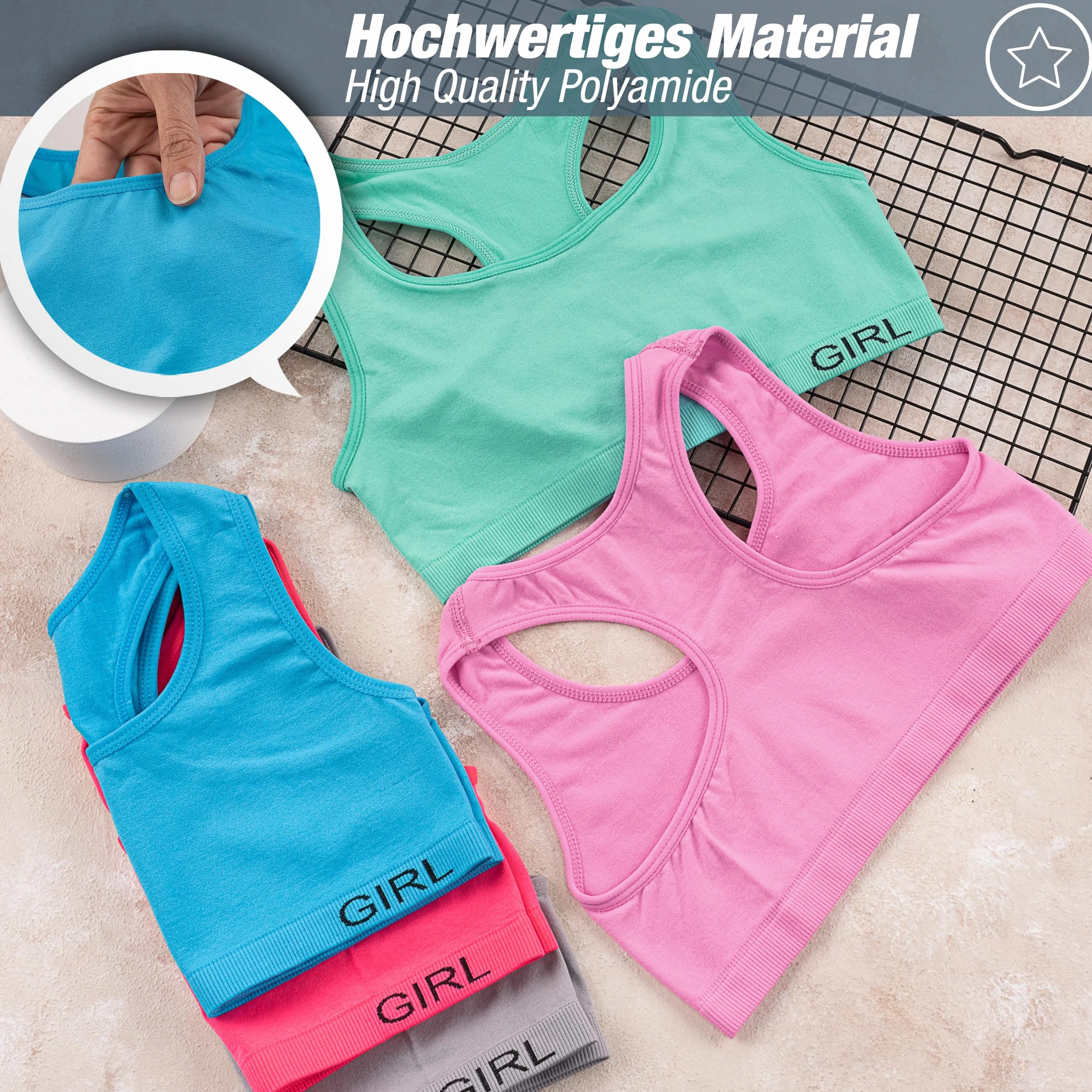 LOREZA 5 Bustier per Ragazze in Microfibra Reggiseno Sportivo Intimo con Schiena