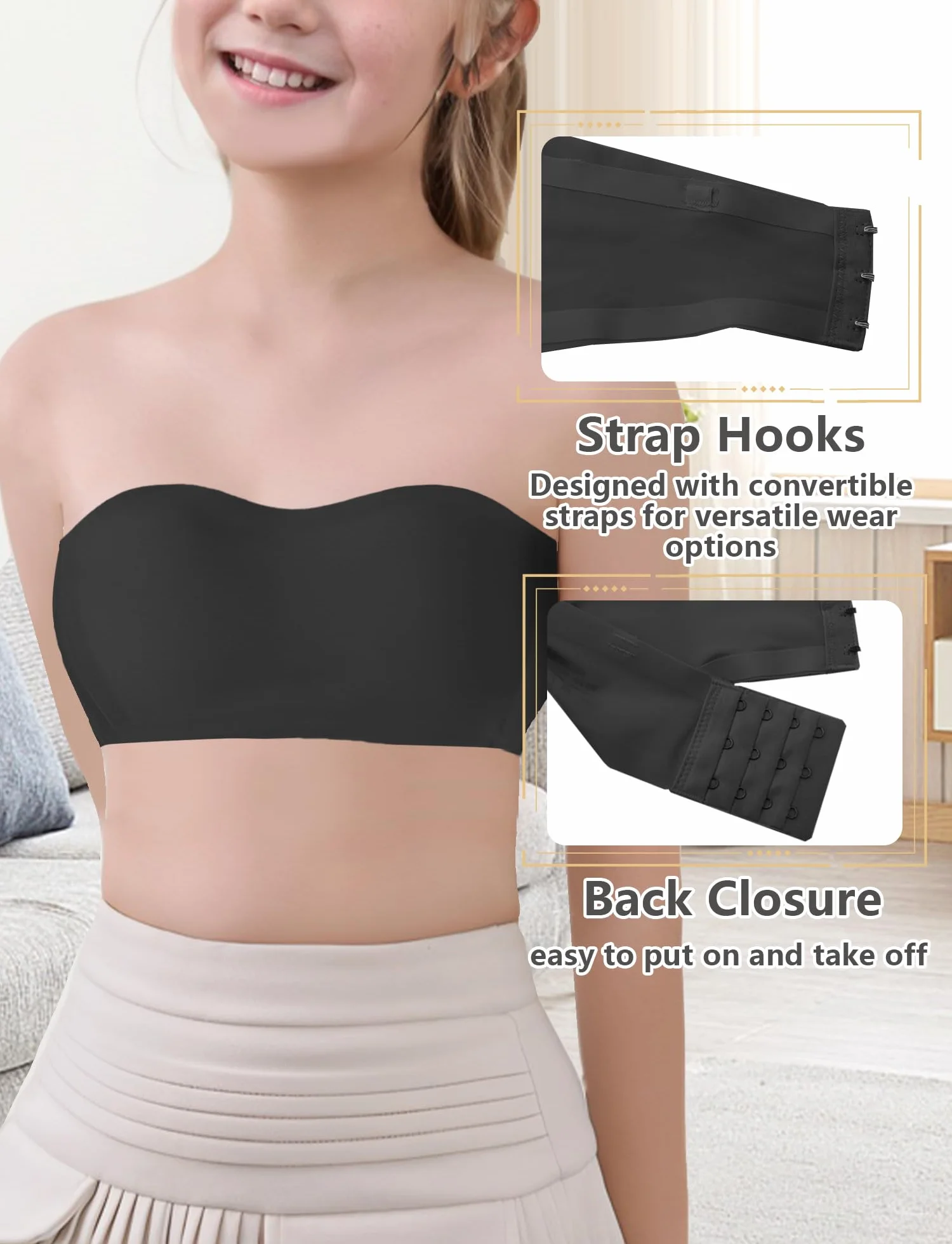 Happy Cherry Reggiseno Bandeau Senza Spalline Traspirante 2 Pezzi
