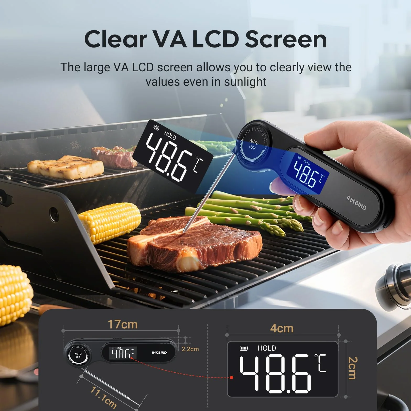 Termometro Istantaneo per Carne,Impermeabile IP65,Lettura Ultra-Rapida in 0.5 Secondi,Rilevazione Super Precisa,INKBIRD Termometro Alimentare Compatto per Cucina,BBQ,Pasticceria,Frittura,Produzione