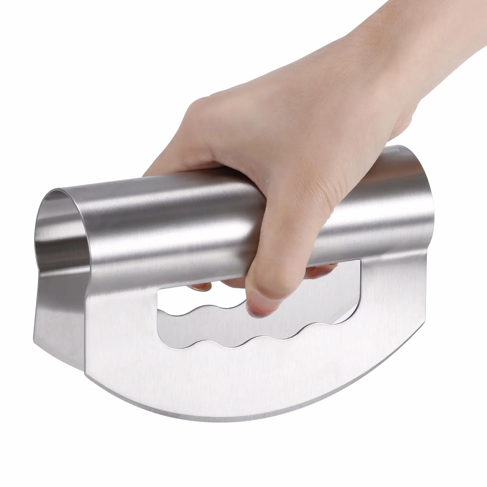 Tritatutto per insalata con coperchio protettivo, coltelli portatili in acciaio inox con doppia lama per lattuga e verdure, facile da macinare verdure, utensile da cucina per insalata per