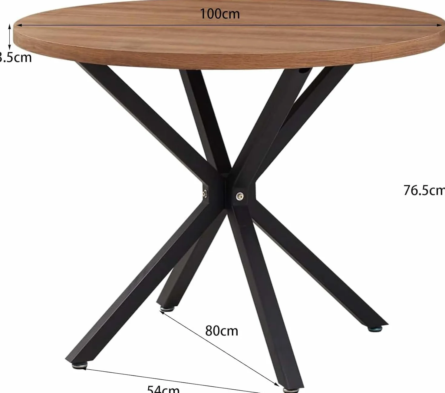Set Sala da Pranzo, Tavolo da Pranzo Rotondo 100cm con 4 Sedia da Pranzo Imbottita in Vello Olandese, Ideale per Cucina, Soggiorno, Sala da Pranzo (Legno Scuro+Nero (Vello Olandese))