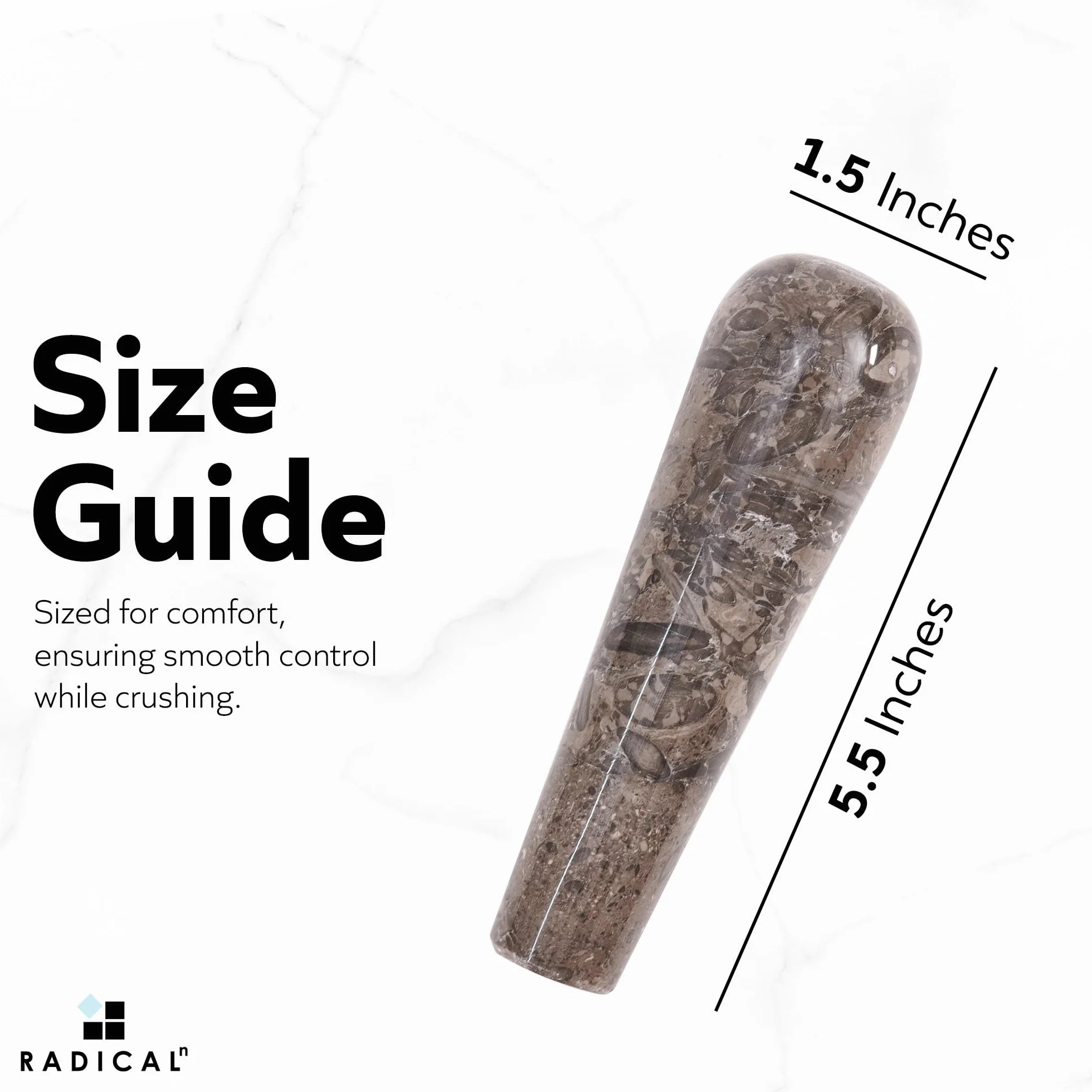 Pestello in marmo 14 cm fatto a mano per mortaio e spezie, ricambio cucina