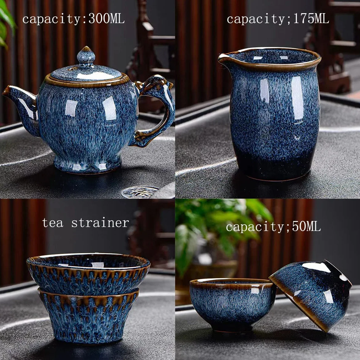 Set da tè in ceramica cinese per kung fu, 9 pezzi, confezione regalo