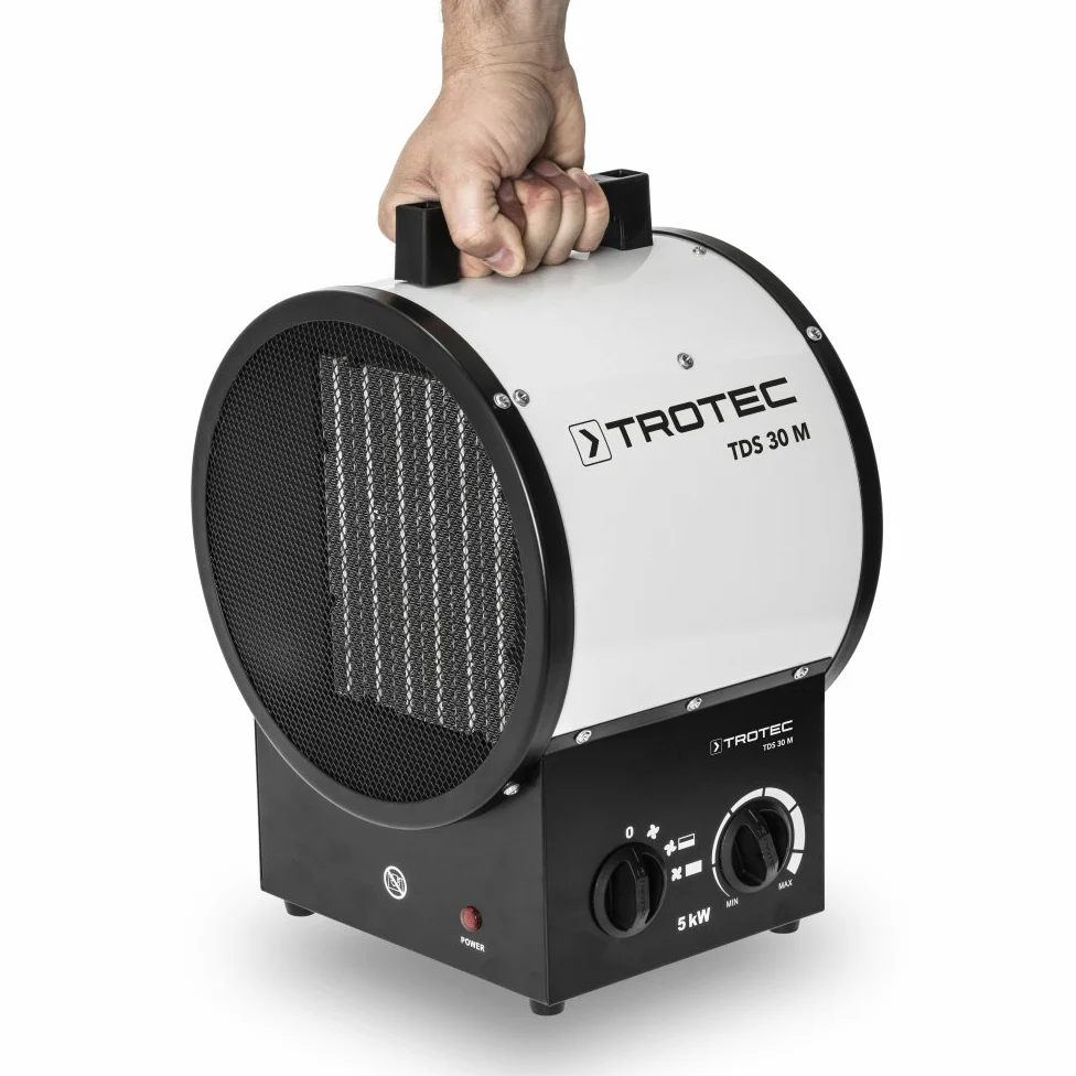 TROTEC TDS 30 M - Riscaldatore elettrico in ceramica, due livelli di riscaldamento e un livello di aria fredda separato, 5kW