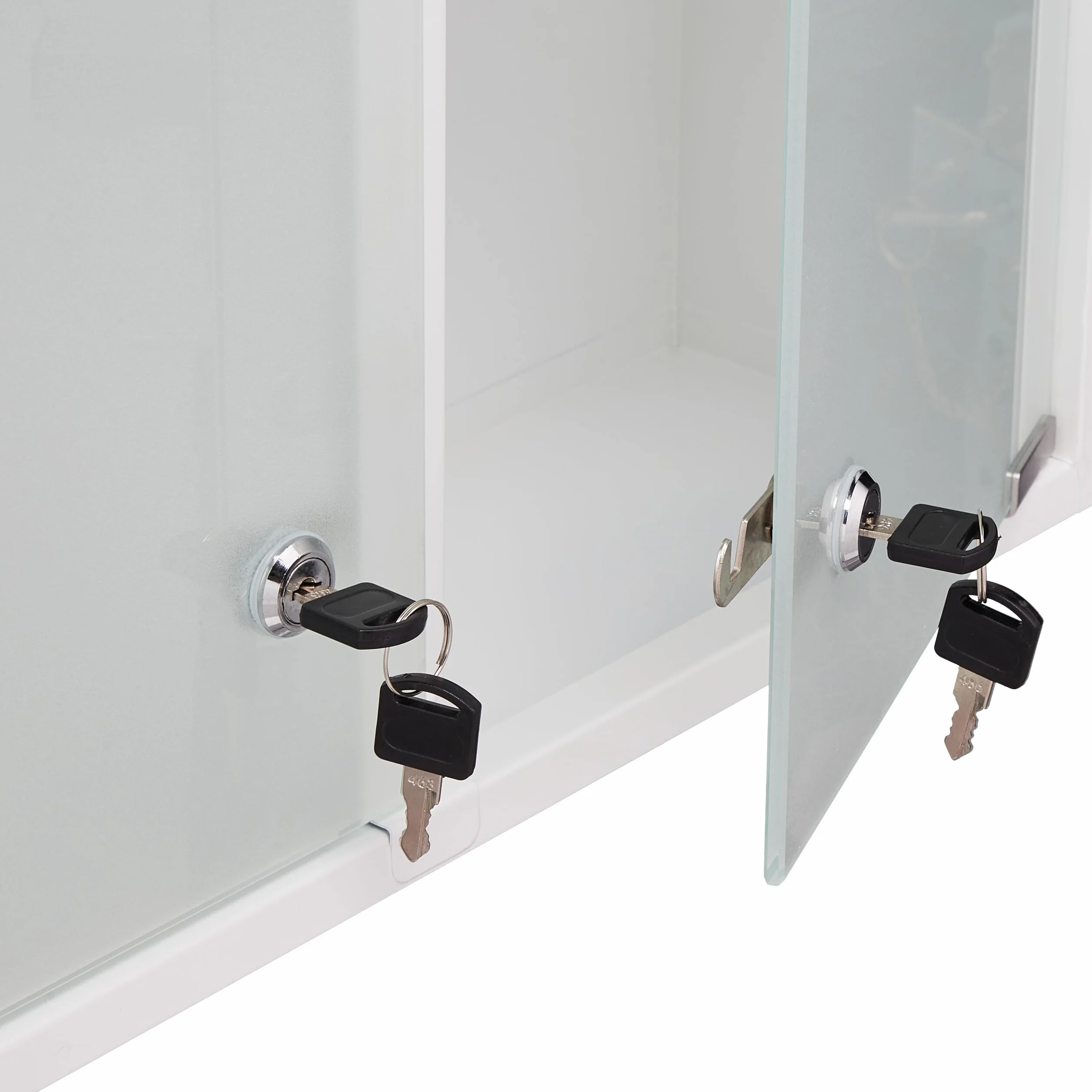 Relaxdays Armadietto Pronto Soccorso per Medicinali, Cassetta Medicine Chiusa a Chiave, 2 Ante, 53x52,5x15,5 cm, Bianco