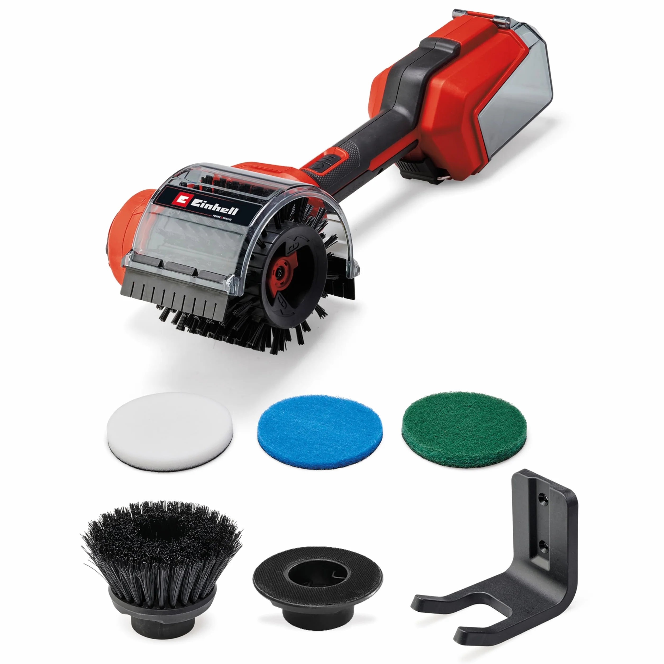 Spazzola per superfici Einhell PICOBELLA 18/90 Power X-Change (18 V, spazzola pulizia senza fili, protezione spruzzi, incl. 2 spazzole, 3 tamponi di pulizia, supporto a parete, batteria esclusa)