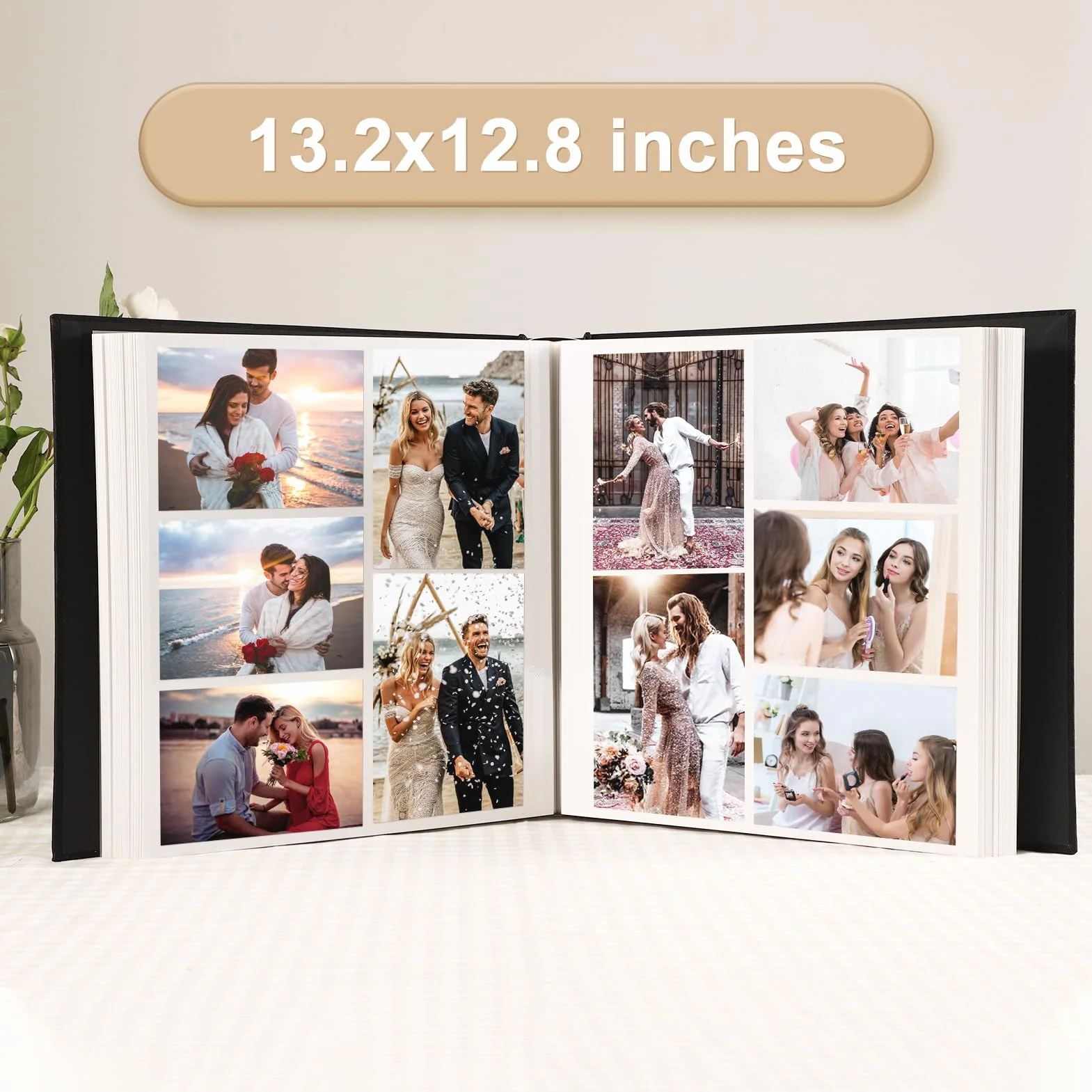 Album Fotografico Autoadesivo 33x32 CM in Lino Album Portafoto Personalizzabile Scrapbook Photo Album Fotolibro Ricordi Nascita Matrimonio Travel Journal Guest Book, 120 Pagine Rosso | Album fotografico per foto da 10 x 15 cm, 12 x 18 cm, 8 x 25 cm, pagin