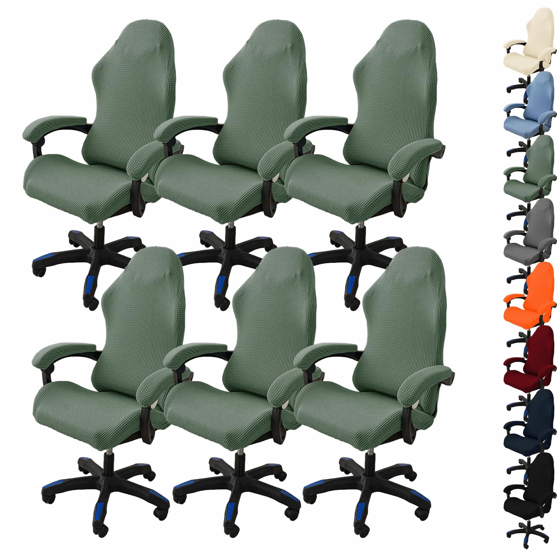 6 coprisedie elastiche da ufficio, con braccioli, protezioni per sedie da scrivania girevoli, per computer, giochi e uso in ufficio, 6 pezzi